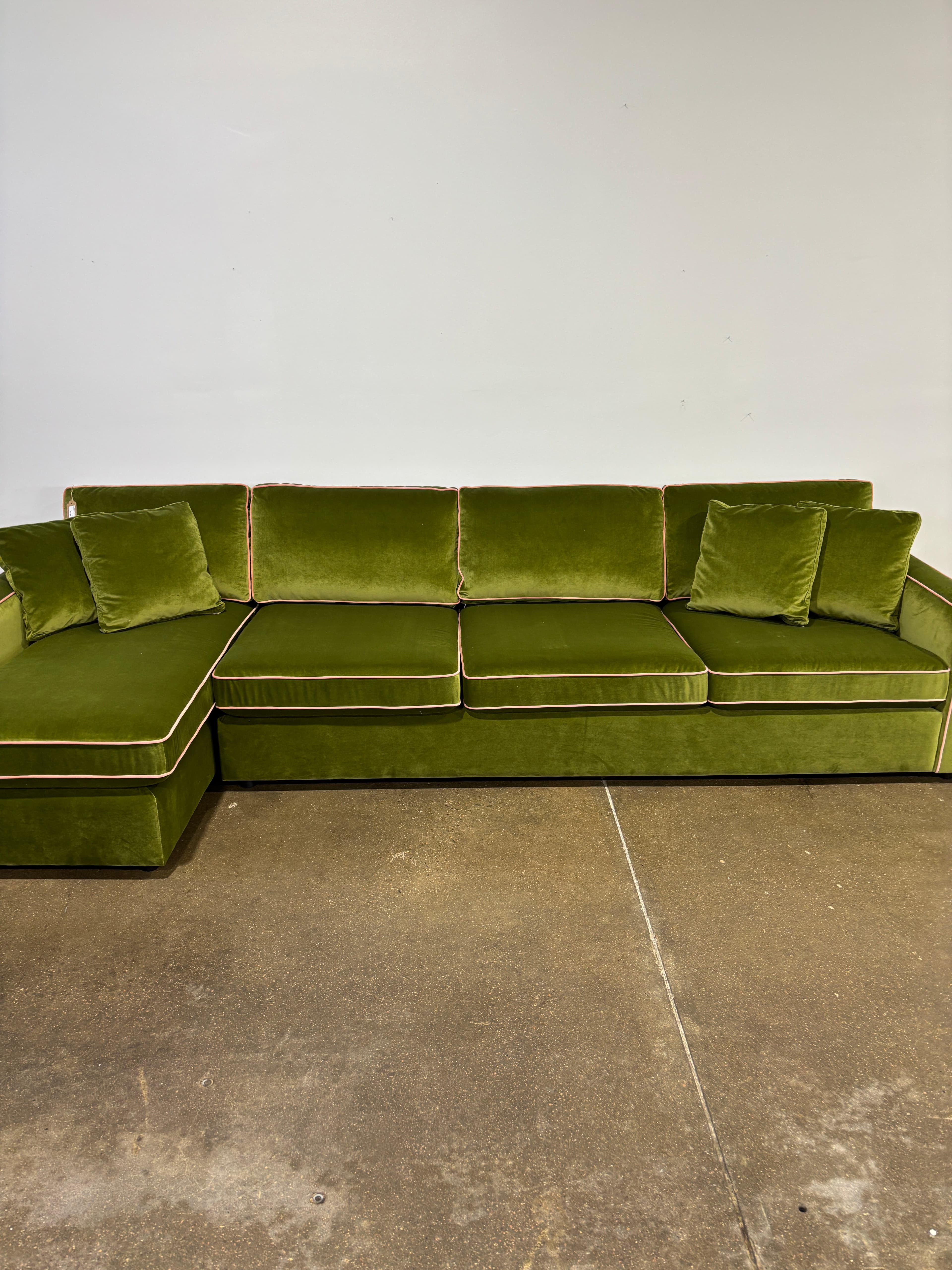 Interior Define James 4 Seat Left Chaise Sectional - Green/Pink - Thumbnail 2