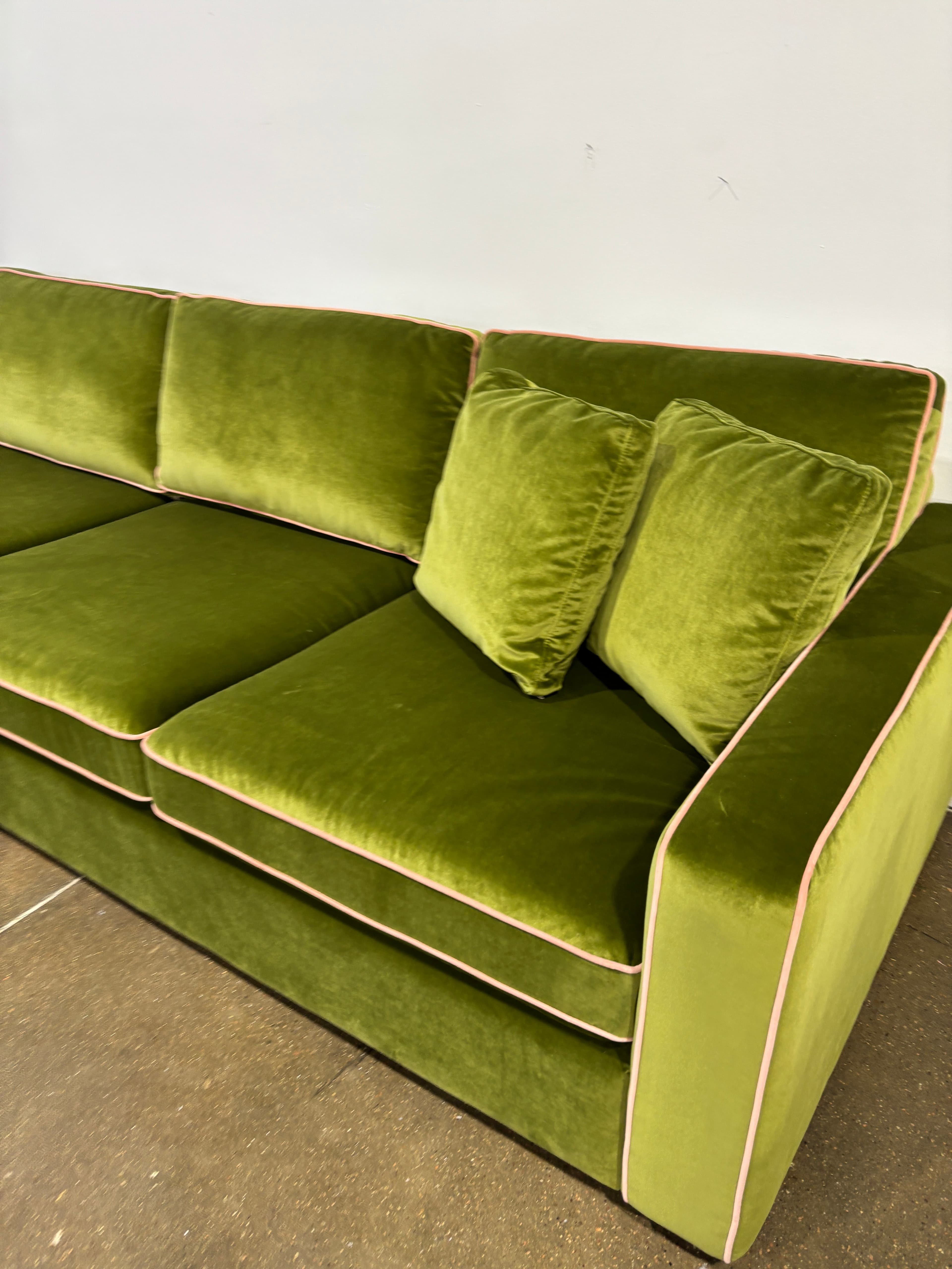 Interior Define James 4 Seat Left Chaise Sectional - Green/Pink - Thumbnail 7