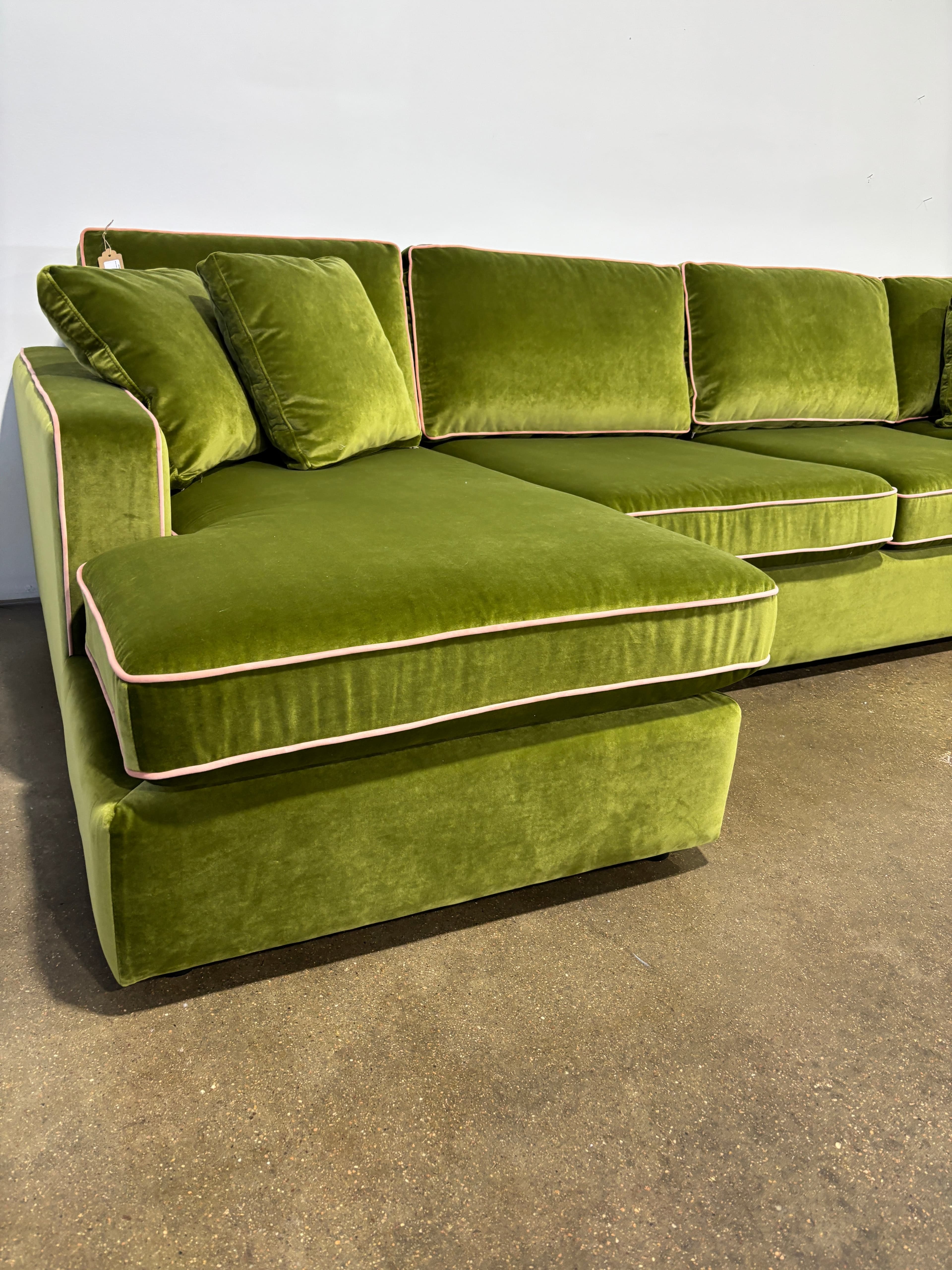 Interior Define James 4 Seat Left Chaise Sectional - Green/Pink - Thumbnail 3