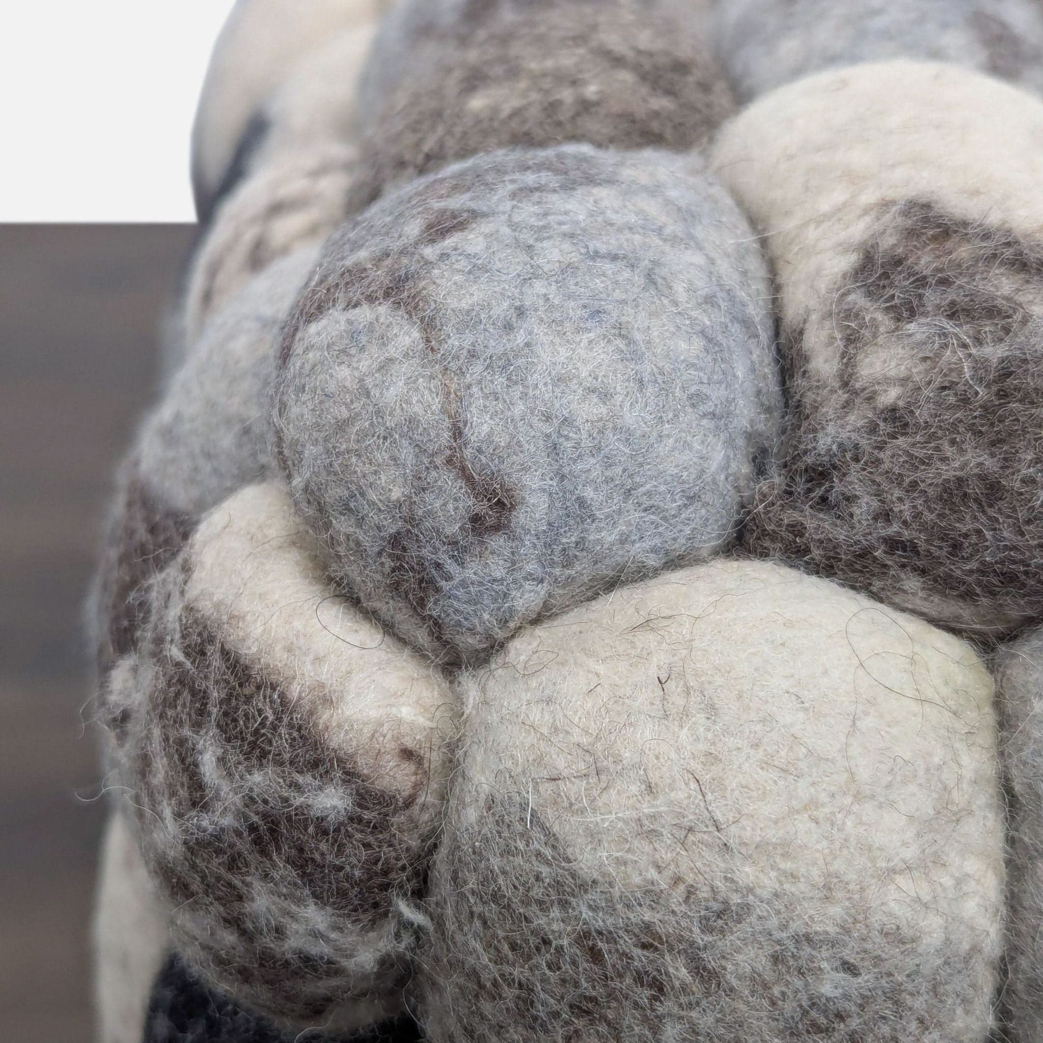 Textured Wool Pouf - Thumbnail 3