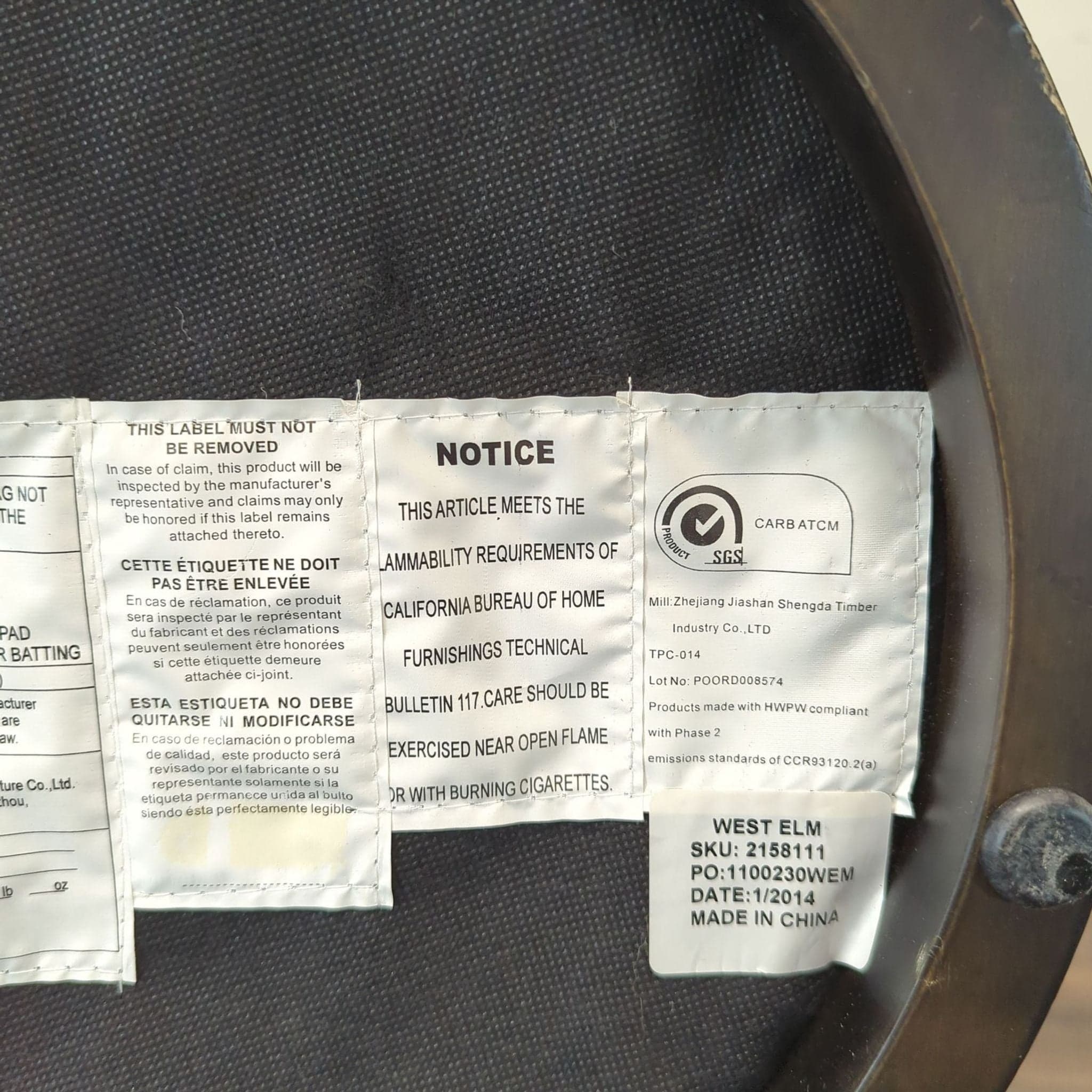 West Elm Button Tufted Drum Ottoman - Thumbnail 3