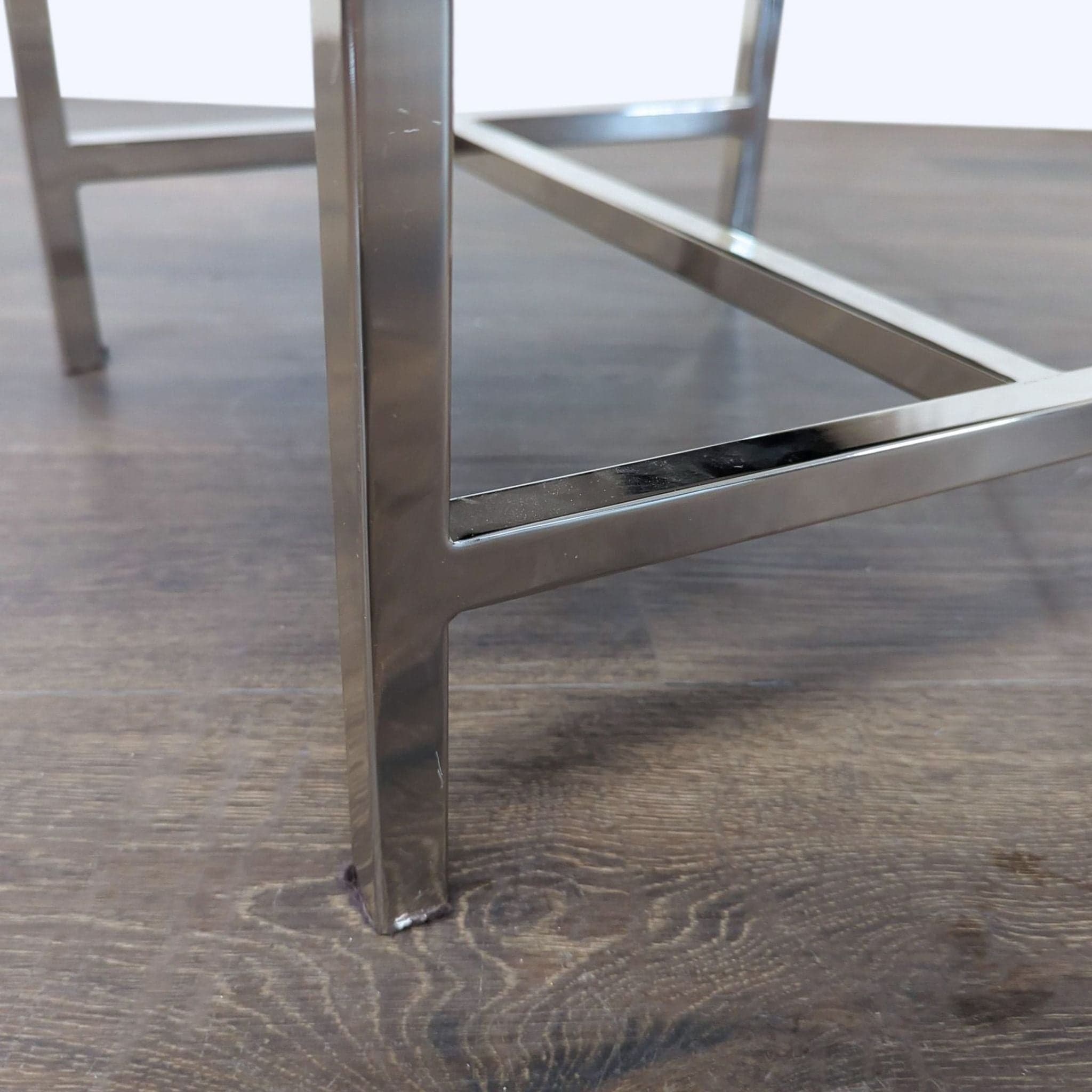 Faux Fur Ottoman on a Metal Base - Thumbnail 2