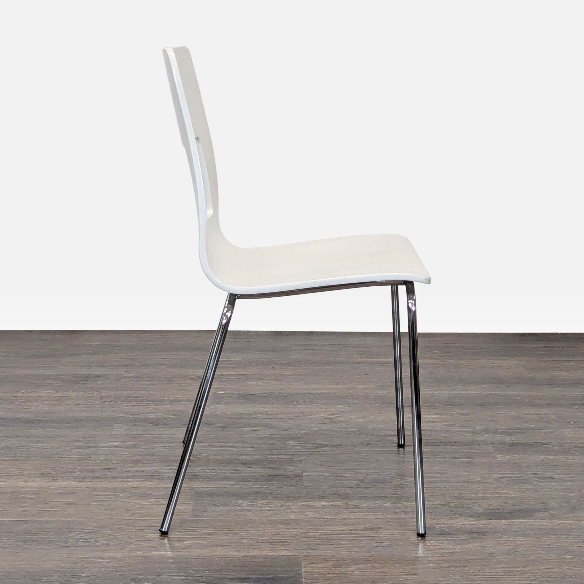 Wood Dining Chair with Cut-Out Design on Metal Base - Thumbnail 5