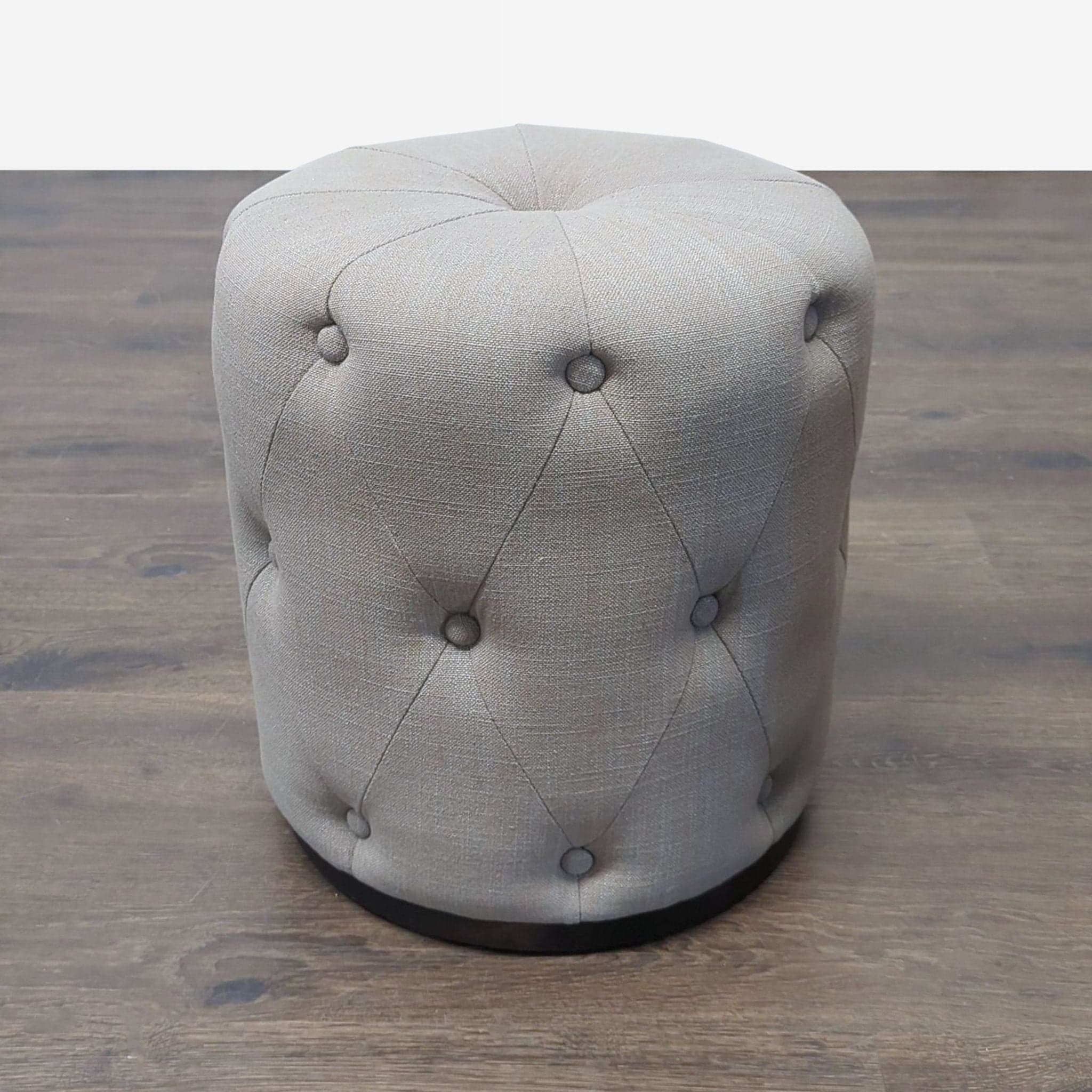 West Elm Button Tufted Drum Ottoman - Image 1