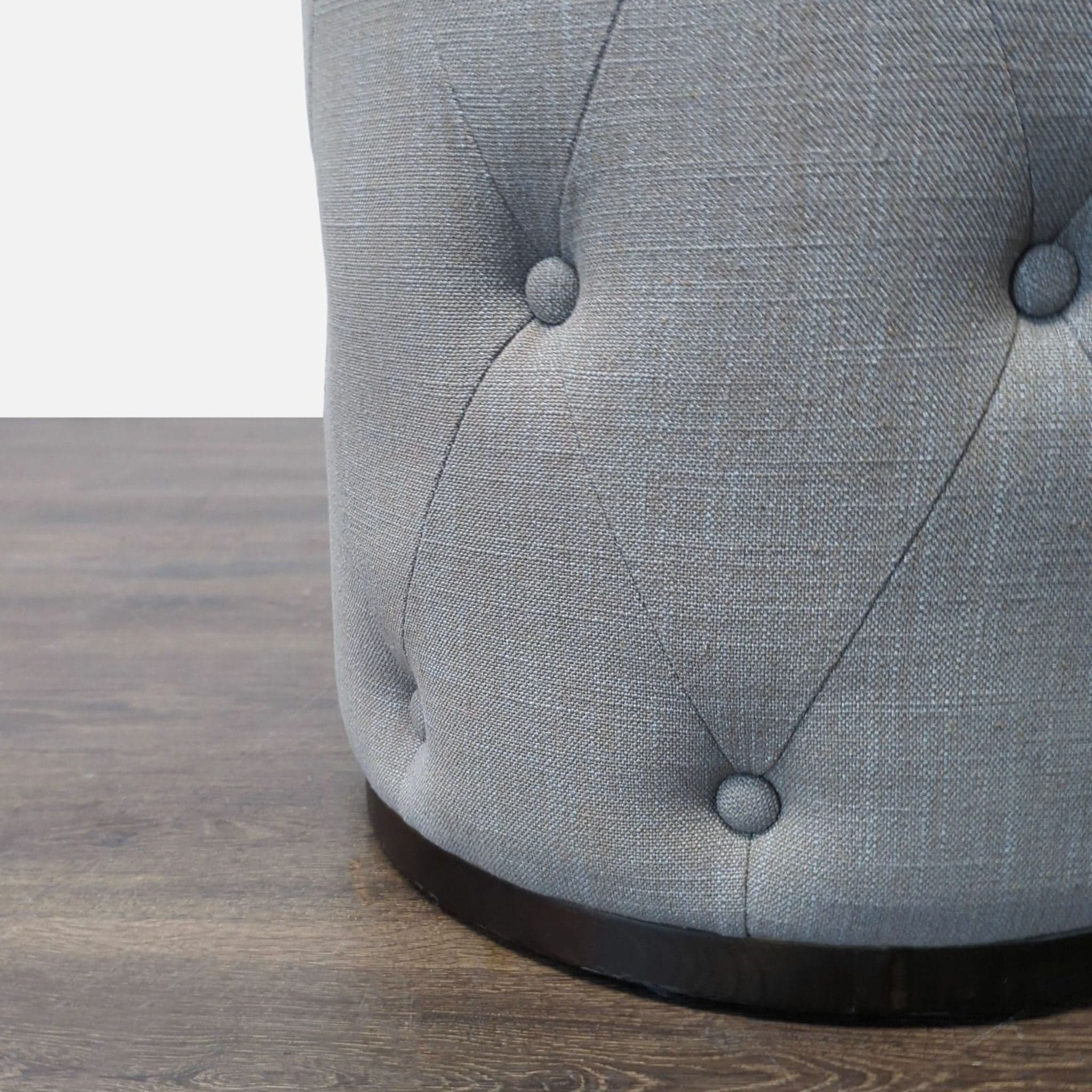 West Elm Button Tufted Drum Ottoman - Thumbnail 4