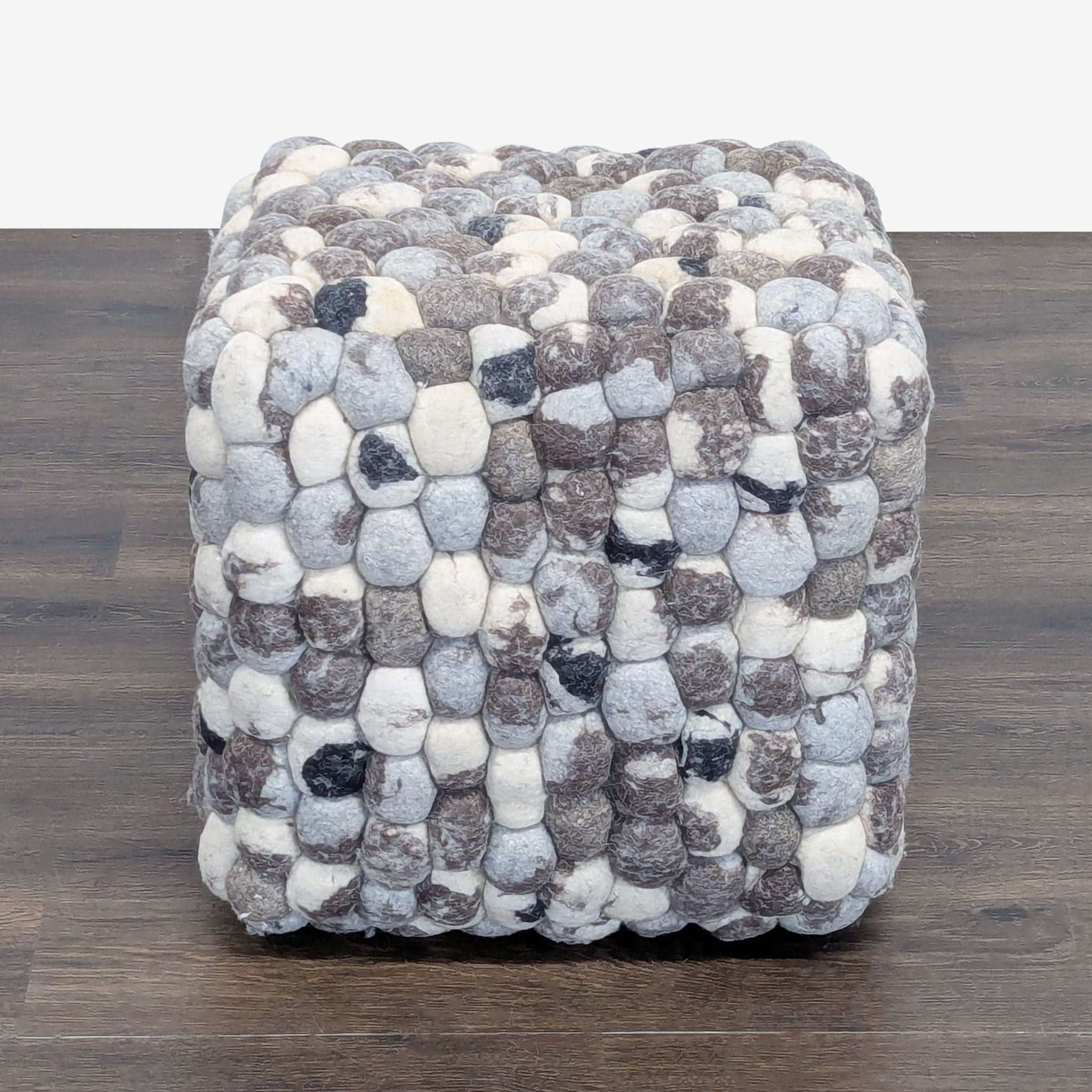 Textured Wool Pouf - Thumbnail 5