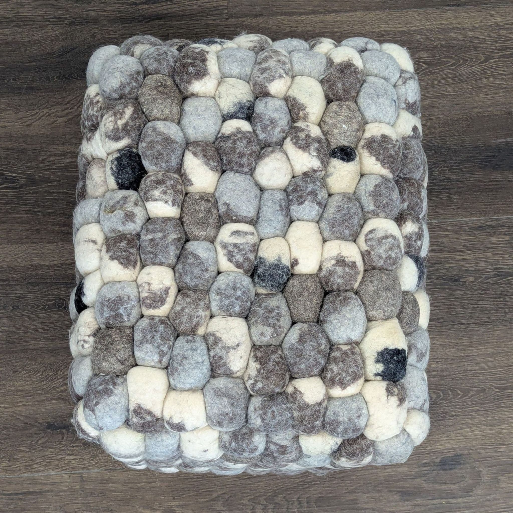 Textured Wool Pouf - Thumbnail 4