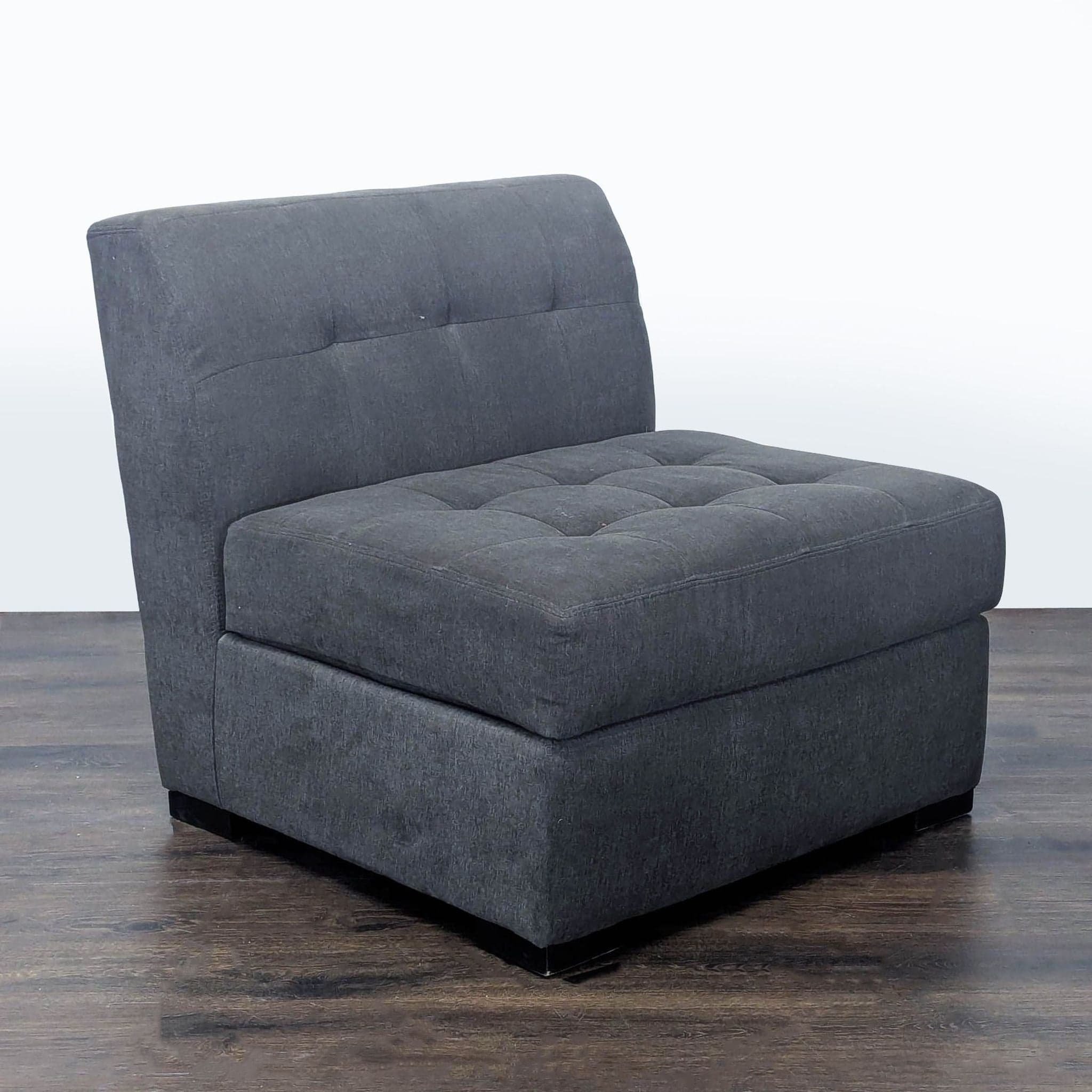 Jonathan Louis Modern Gray Lounge Chair - Tufted Armless Seating - Thumbnail 3