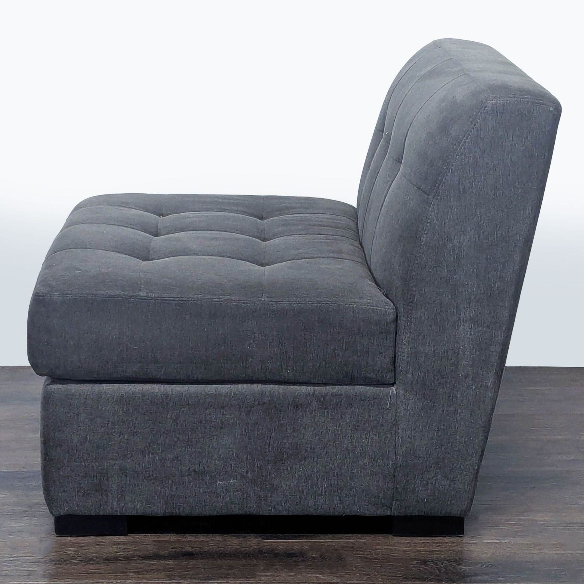 Jonathan Louis Modern Gray Lounge Chair - Tufted Armless Seating - Thumbnail 5
