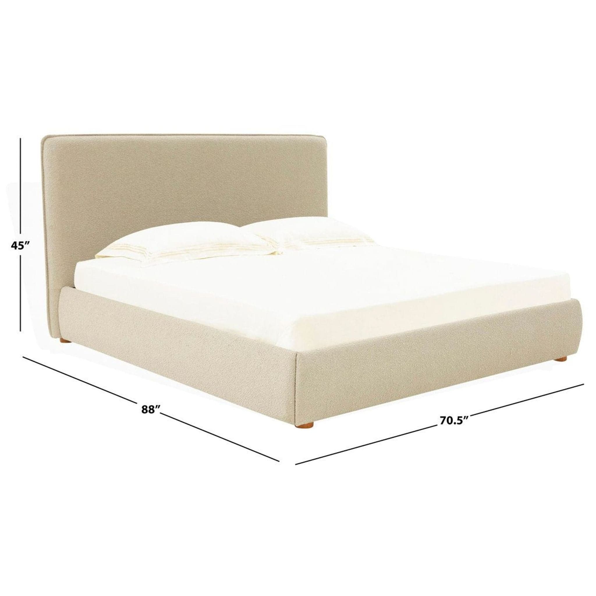 Birch Lane Beige Queen Size Upholstered Bed Frame – Modern Low Profile Design - Thumbnail 3