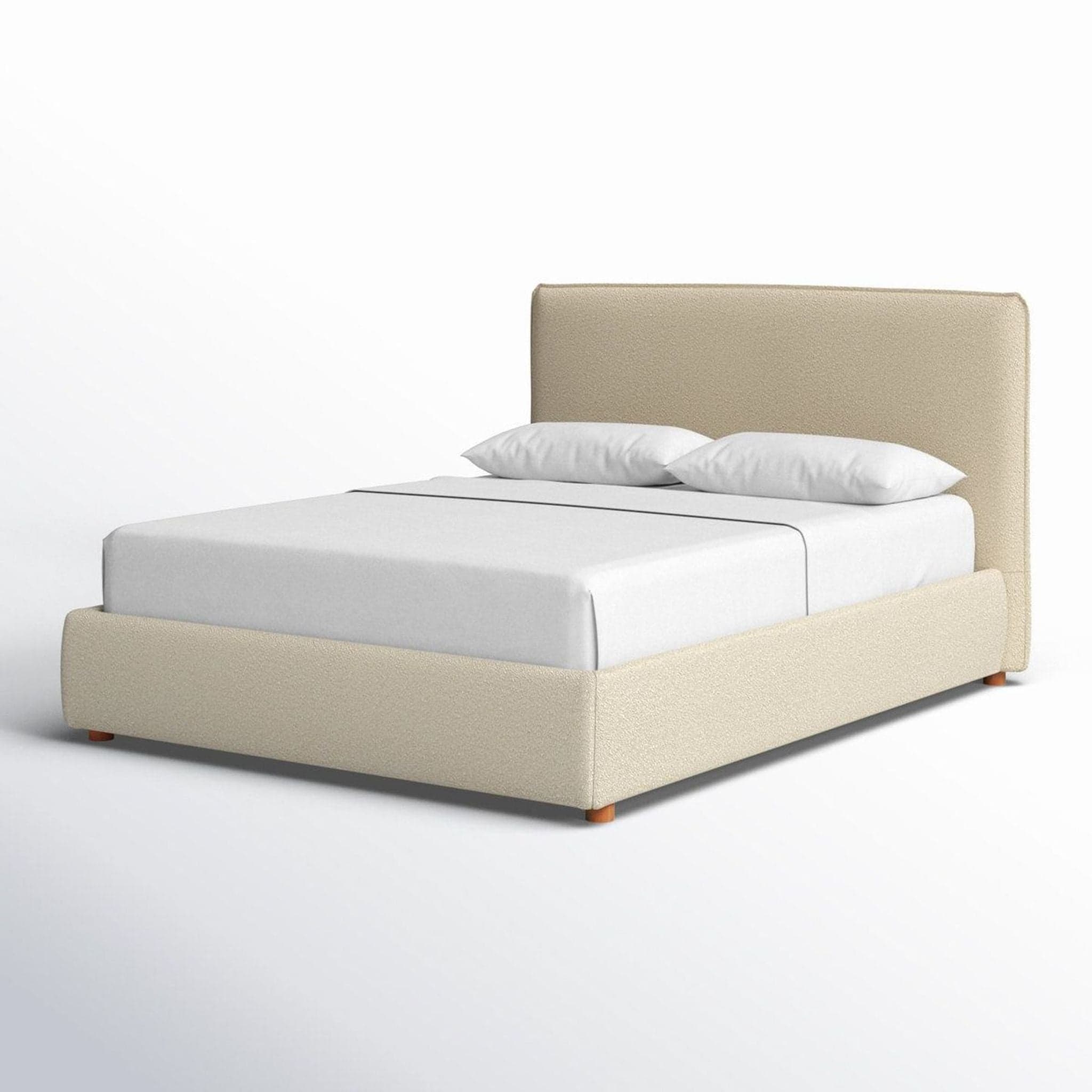 Birch Lane Beige Queen Size Upholstered Bed Frame – Modern Low Profile Design - Thumbnail 2