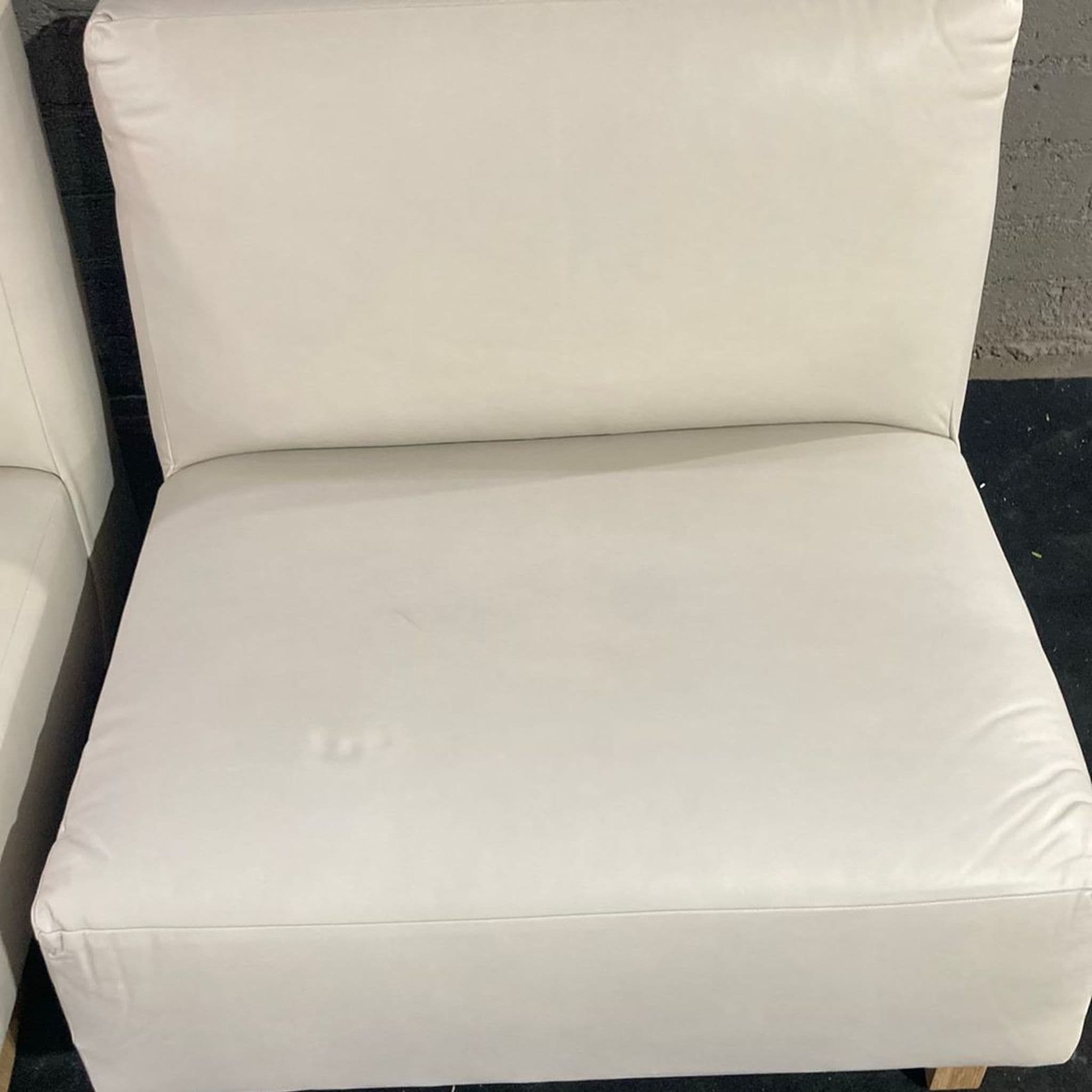 Set of 2 Maiden Home Modern White Armless Lounge Chairs with Wooden Legs - Thumbnail 3