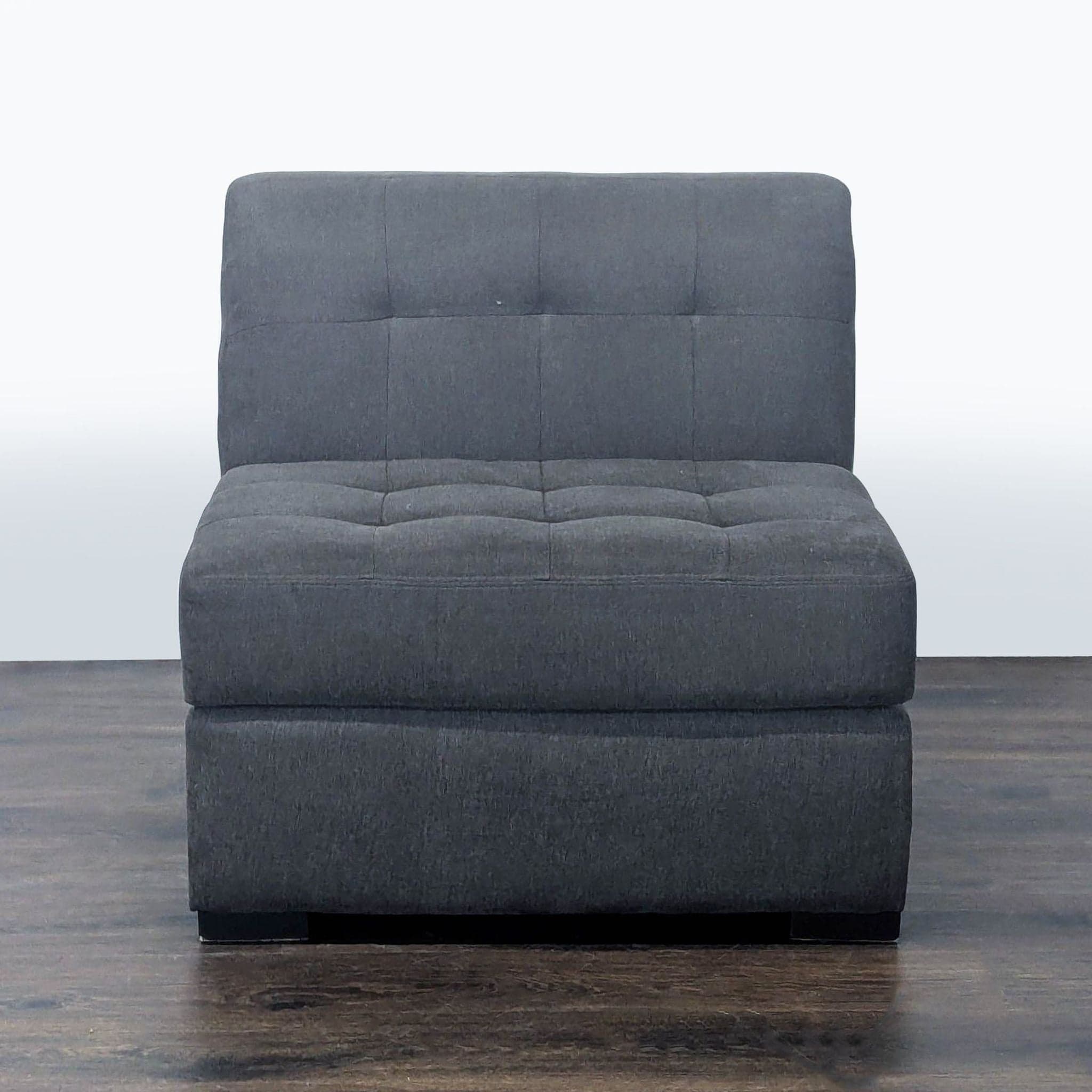 Jonathan Louis Modern Gray Lounge Chair - Tufted Armless Seating - Image 1
