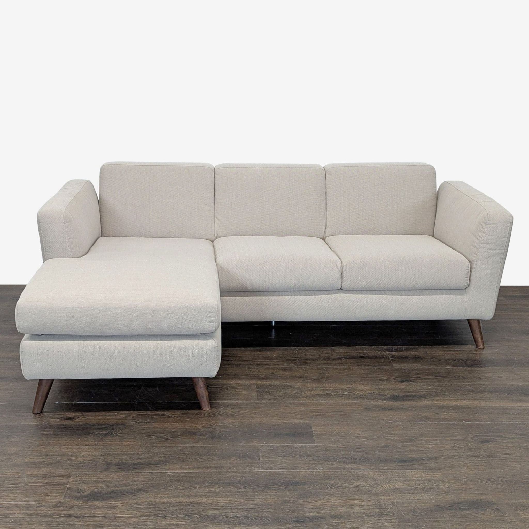 Moe's Home Collection Modern Beige Sectional Sofa with Chaise - Image 1
