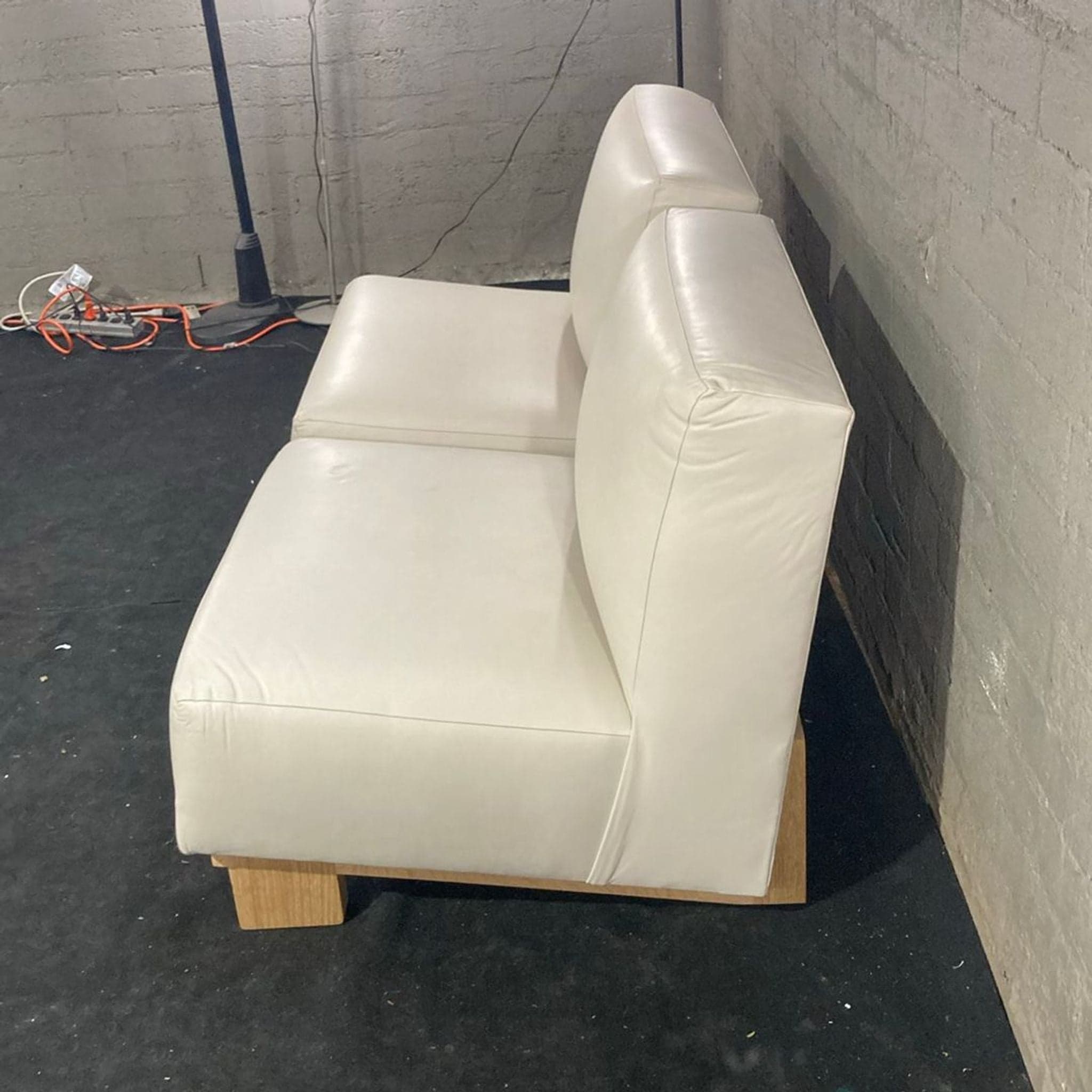 Set of 2 Maiden Home Modern White Armless Lounge Chairs with Wooden Legs - Thumbnail 5