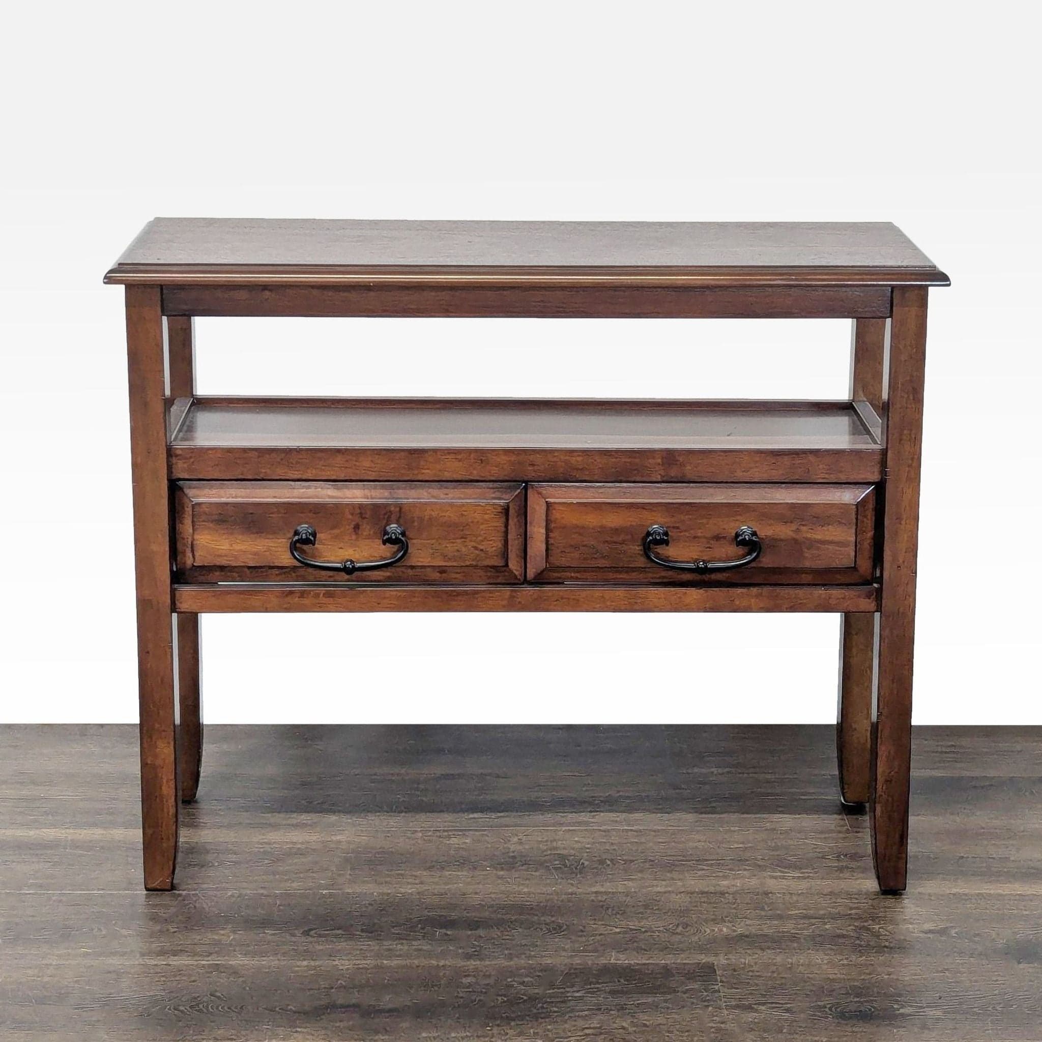 Pier 1 Imports Wooden Two Drawer Console Table with Open Shelf - Image 1