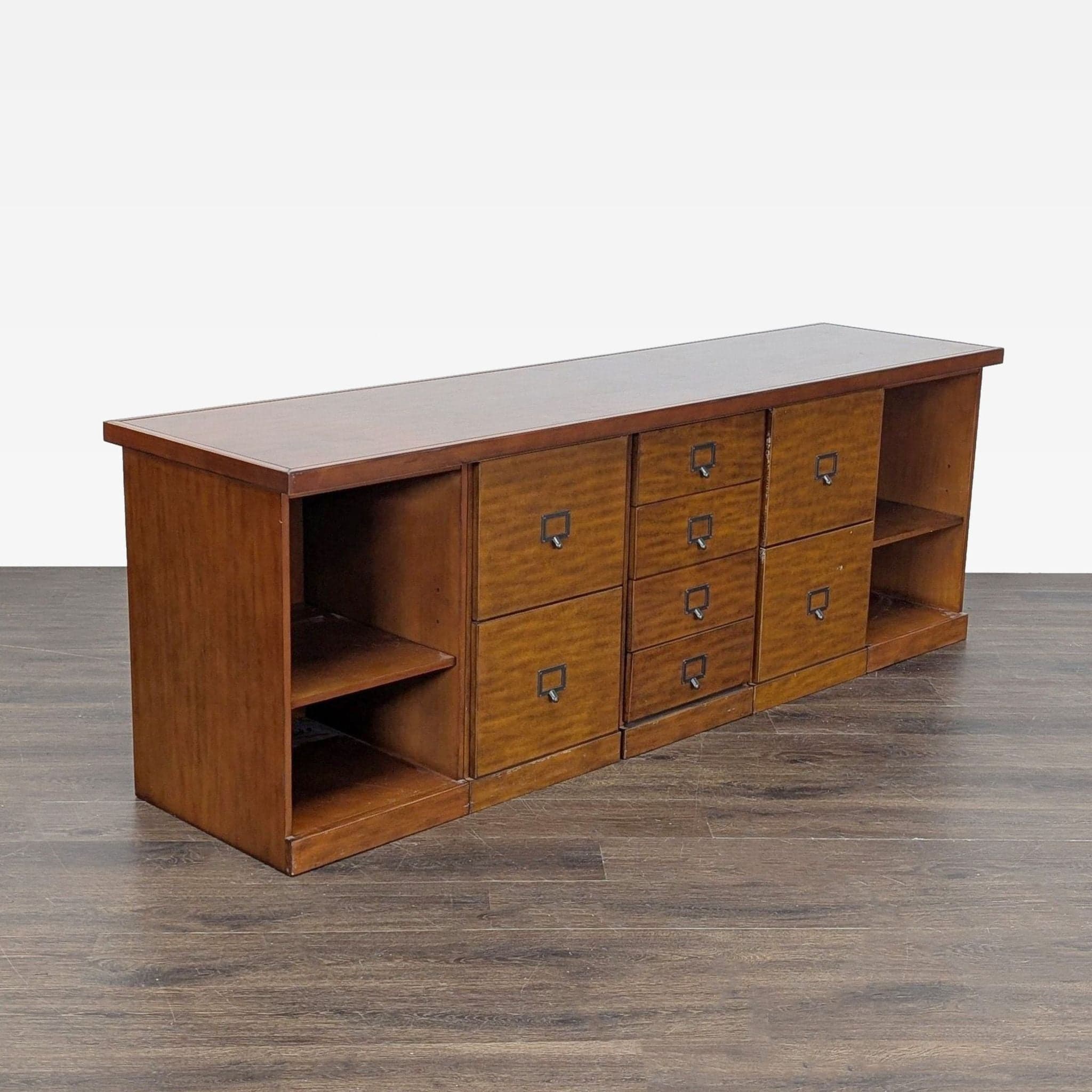 Ballard Designs Wooden Multi-Drawer Storage Cabinet with Open Shelves - Thumbnail 3