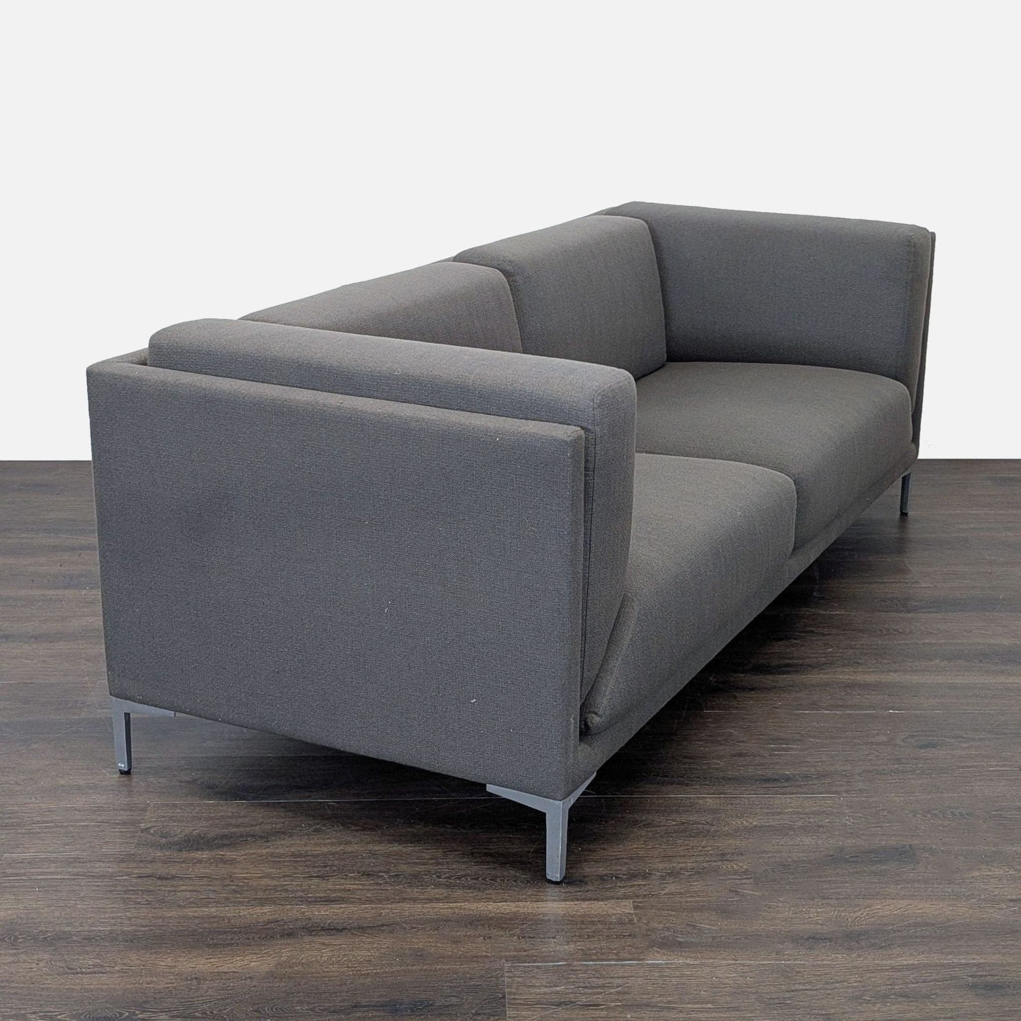 CB2 Ciudad Modern Dark Gray Loveseat with Metal Legs - Thumbnail 2