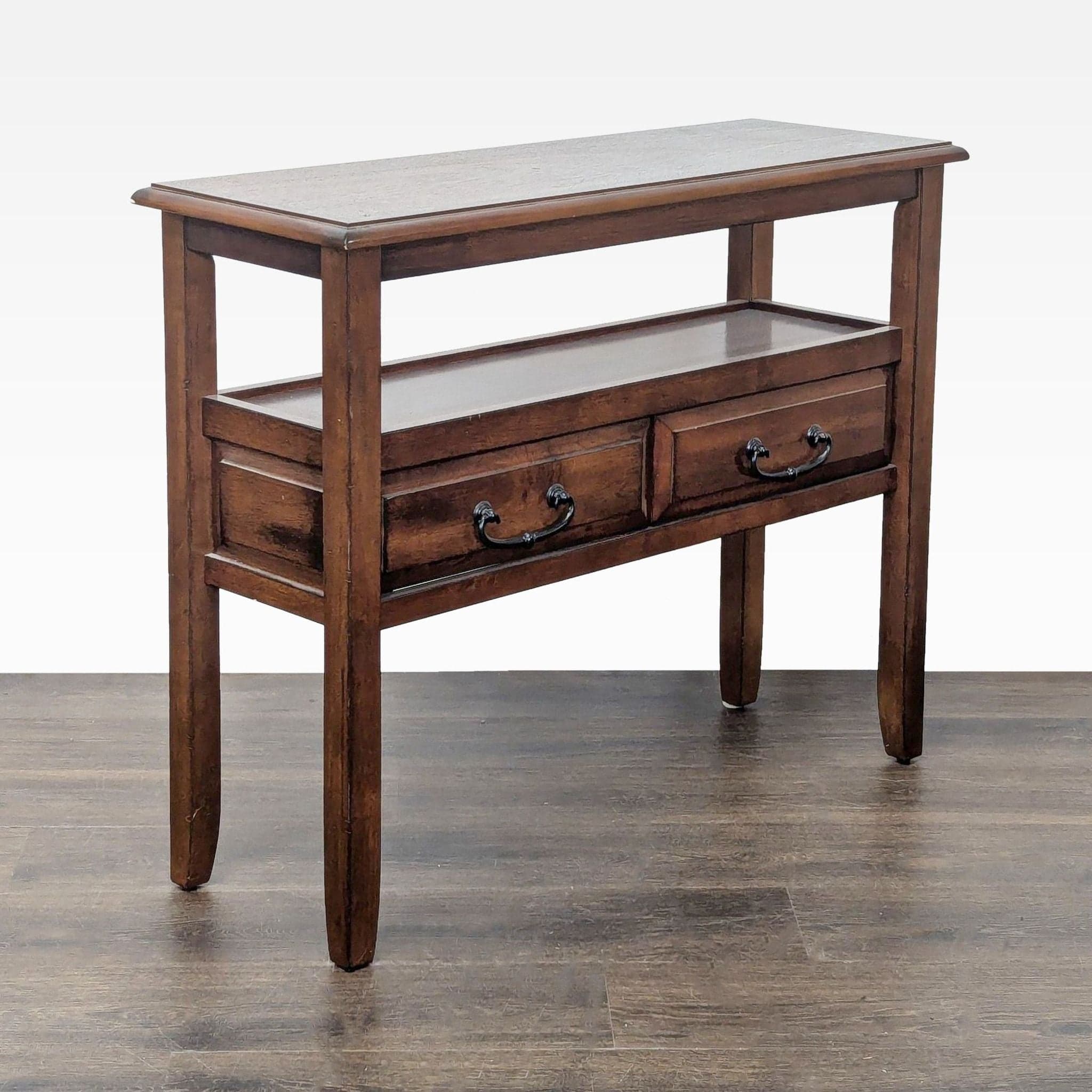 Pier 1 Imports Wooden Two Drawer Console Table with Open Shelf - Thumbnail 4