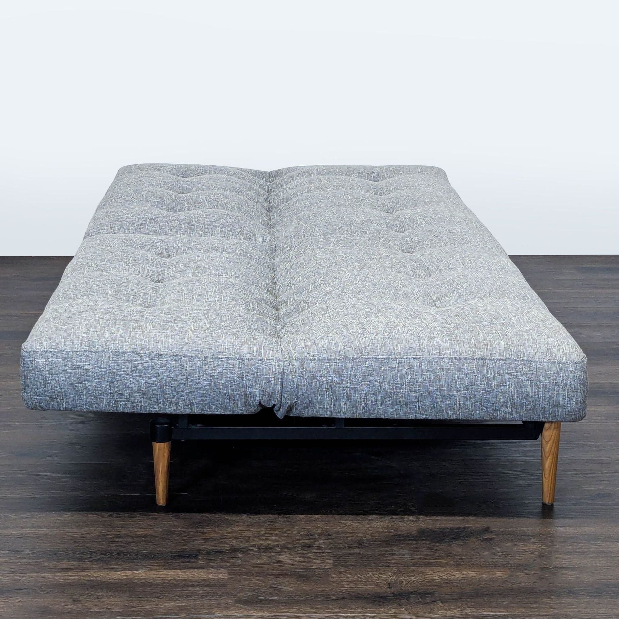 Modern Gray Sleeper Sofa with Wood Legs - Convertible Futon Bed - Thumbnail 8