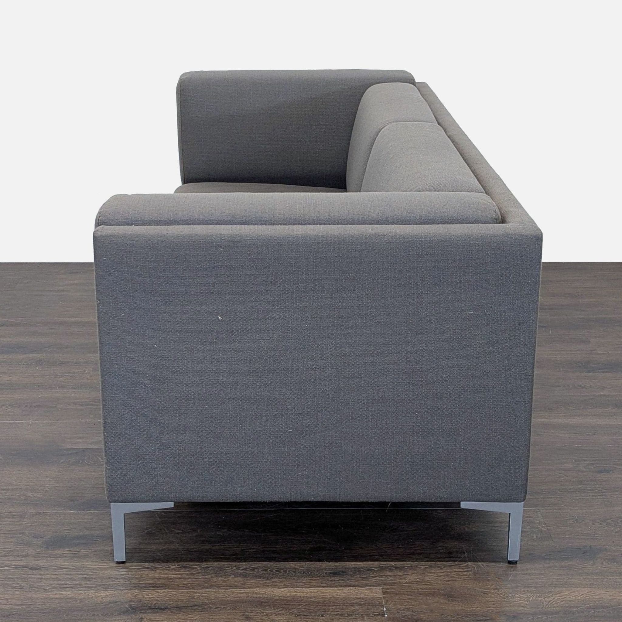 CB2 Ciudad Modern Dark Gray Loveseat with Metal Legs - Thumbnail 9