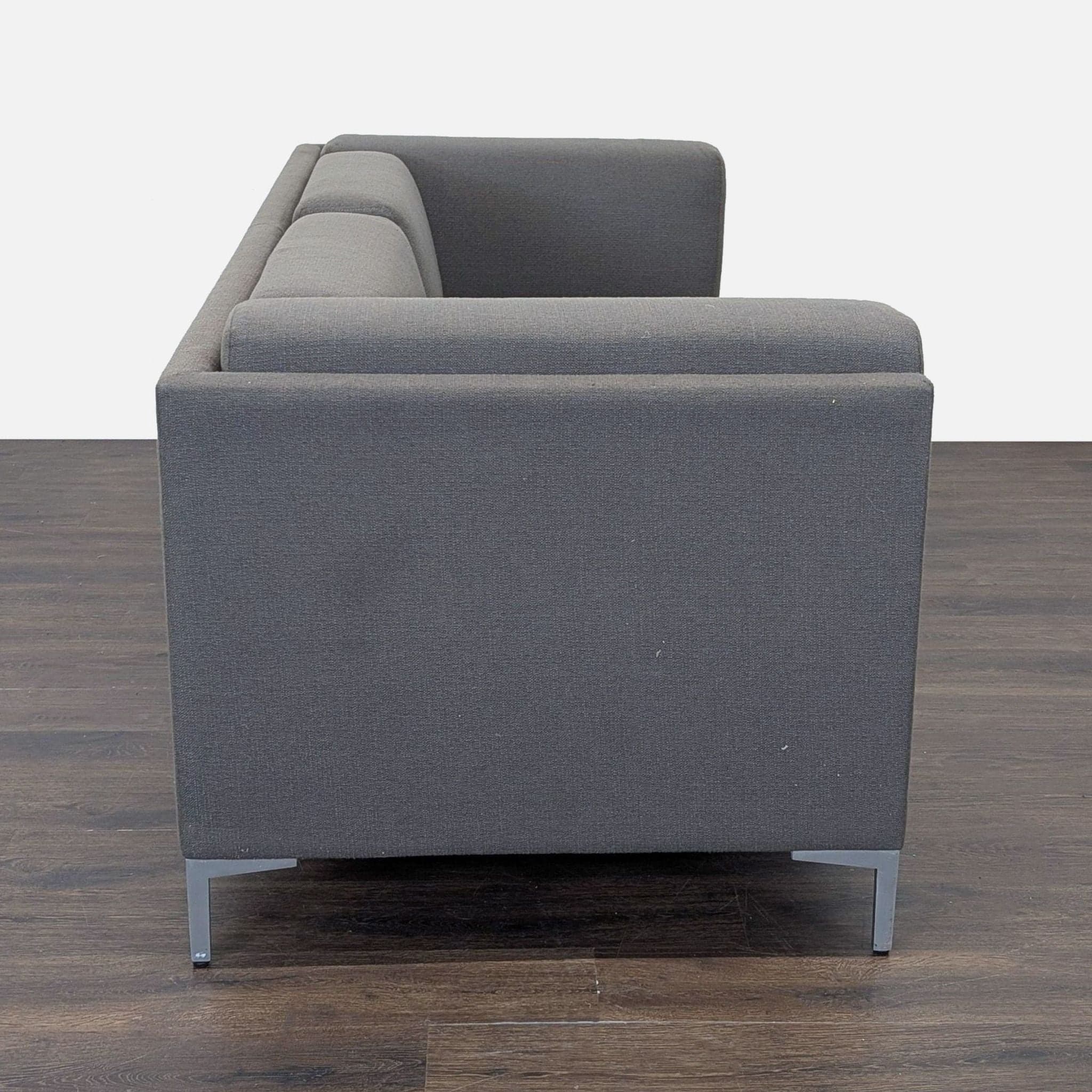 CB2 Ciudad Modern Dark Gray Loveseat with Metal Legs - Thumbnail 4