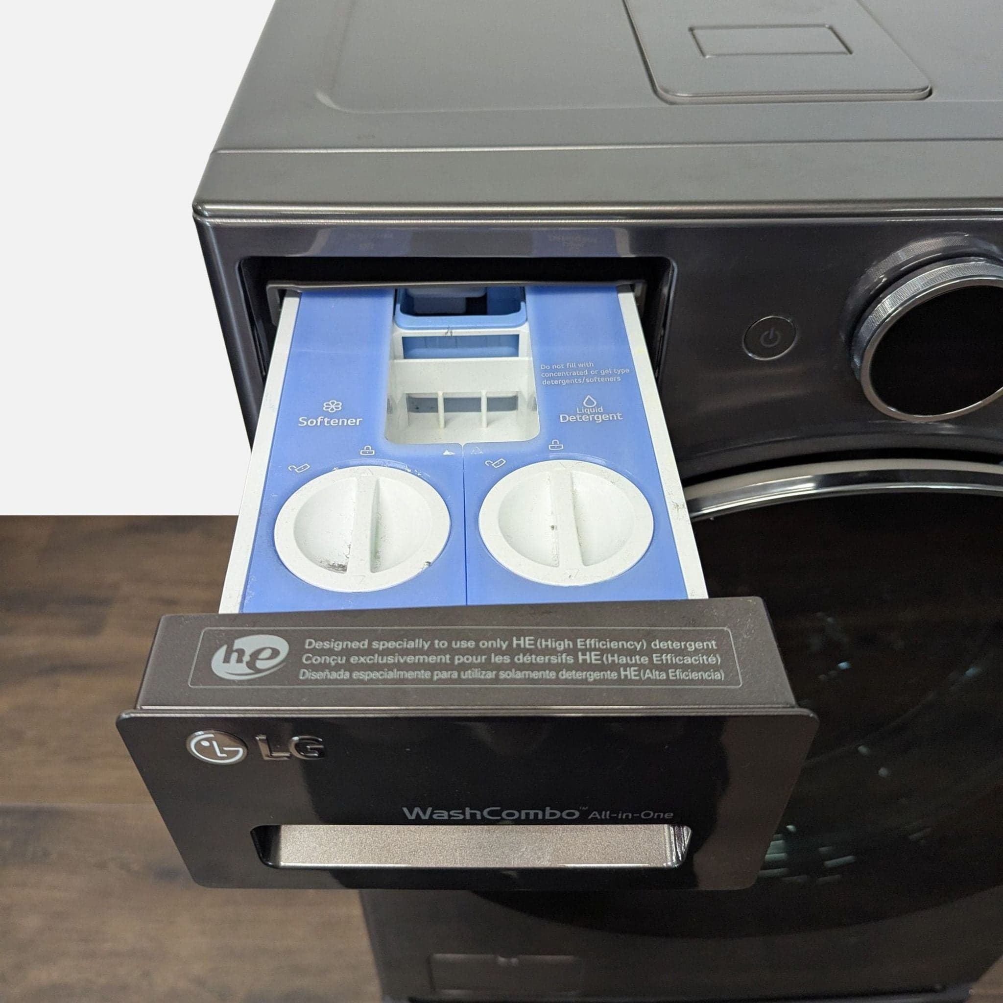 LG Front Load Washer/Dryer Combo with Pedestal - Black - Thumbnail 7