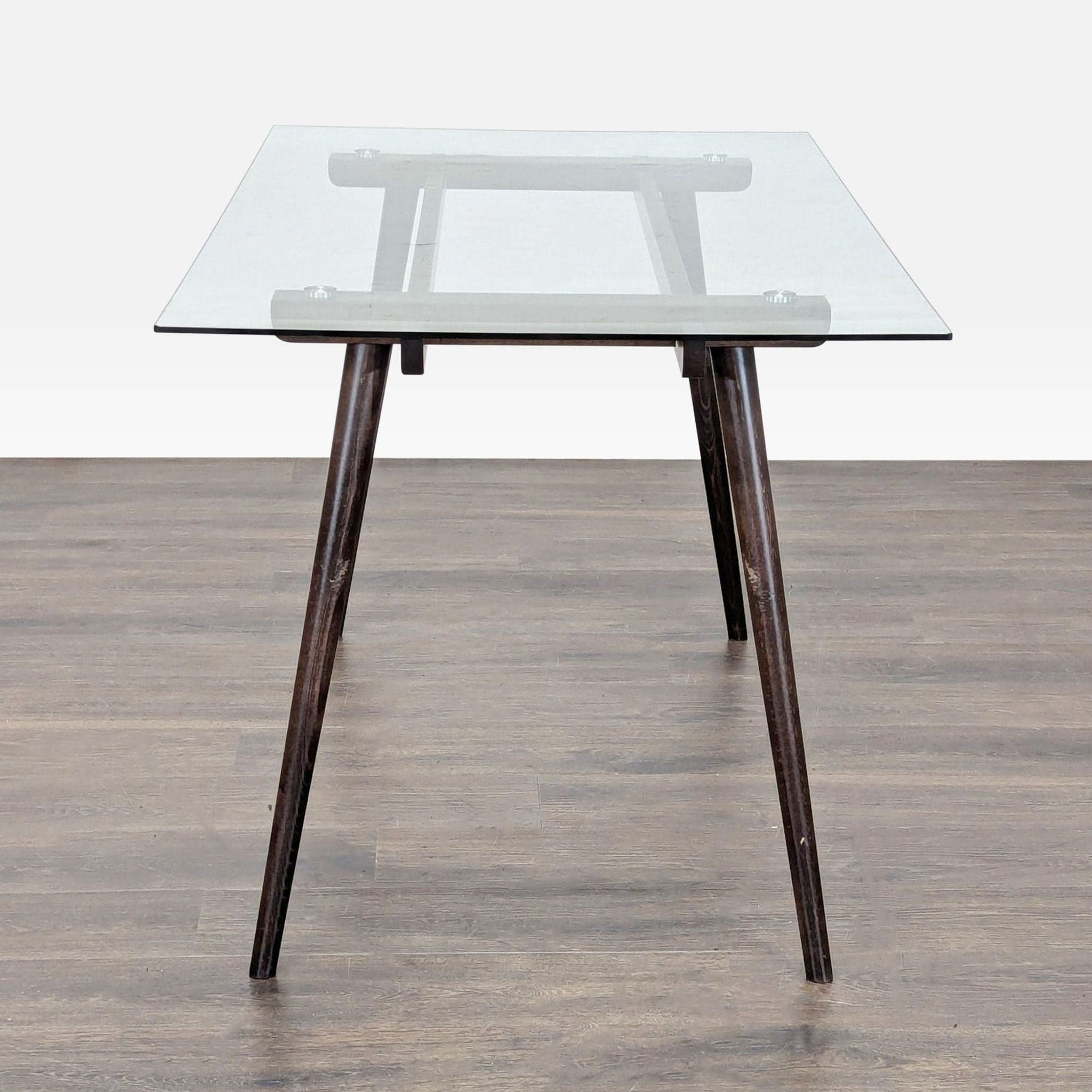 Glass Top Dining Table on Wood Base - Thumbnail 5