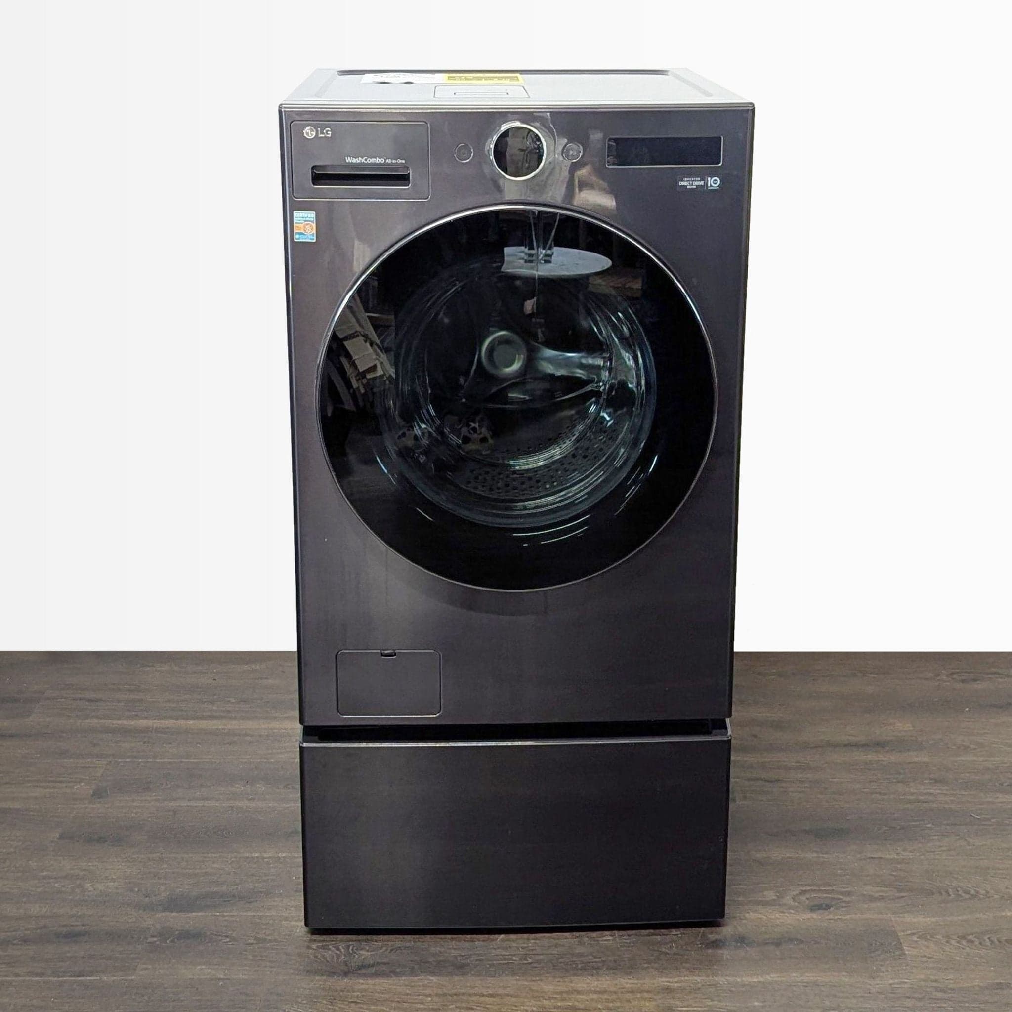LG Front Load Washer/Dryer Combo with Pedestal - Black - Image 1