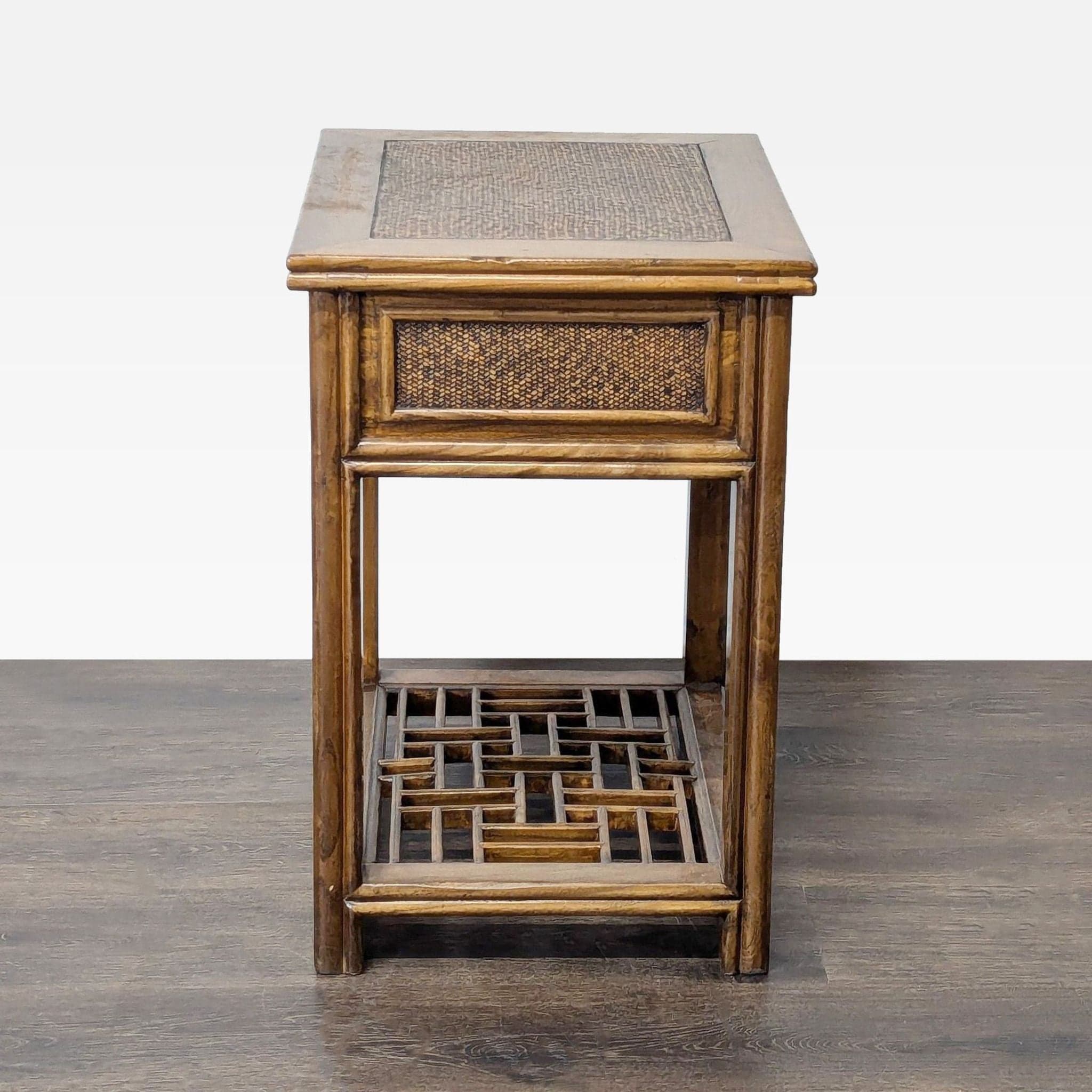 Vintage Bamboo and Rattan One Drawer End Table - Thumbnail 5