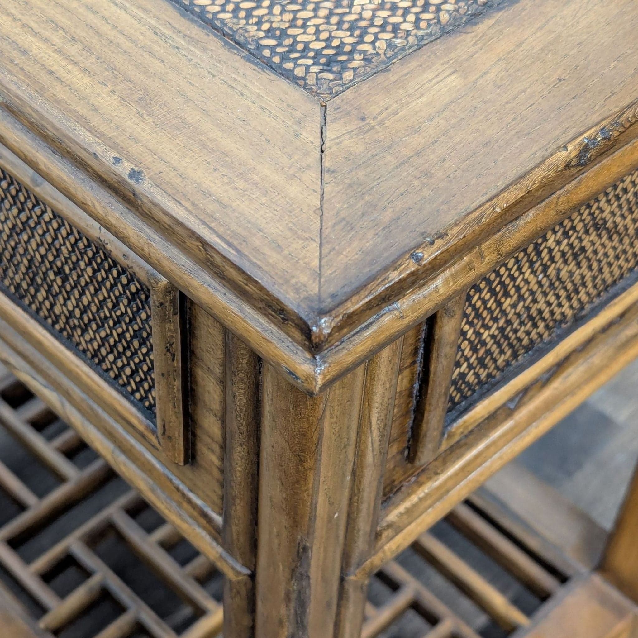 Vintage Bamboo and Rattan One Drawer End Table - Thumbnail 7