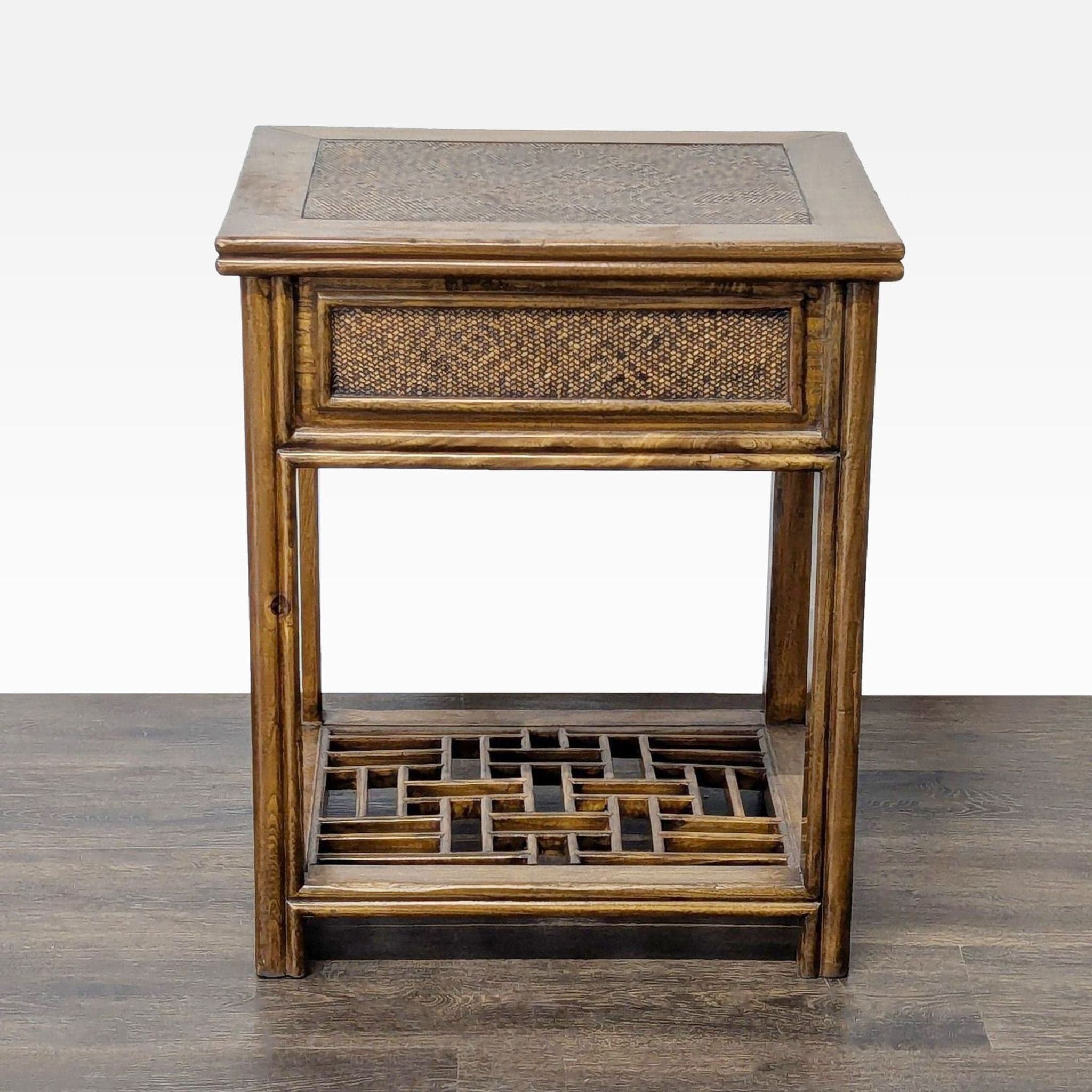 Vintage Bamboo and Rattan One Drawer End Table - Thumbnail 4