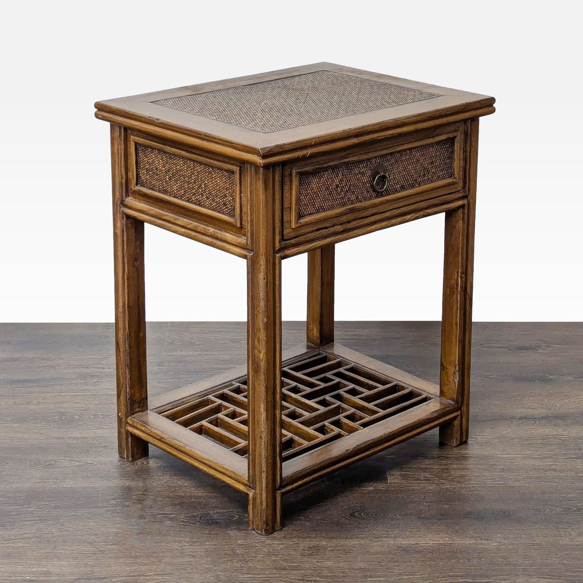Vintage Bamboo and Rattan One Drawer End Table - Thumbnail 8