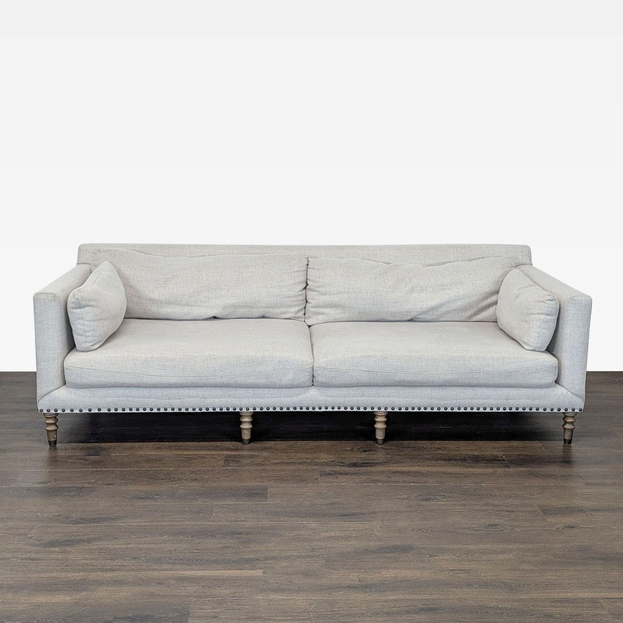 Pottery Barn Tallulah 3-Seat Neutral Sofa with Wooden Legs - Image 1