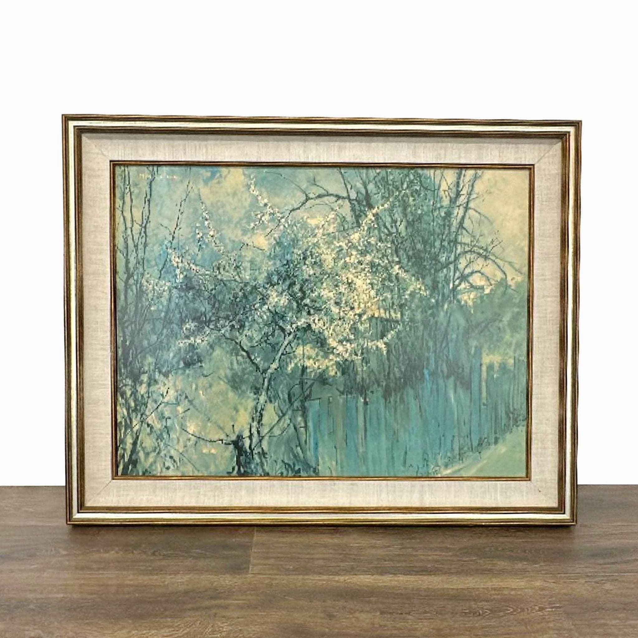 Michel De Gallard Framed Landscape Print with Blossoming Tree - Image 1