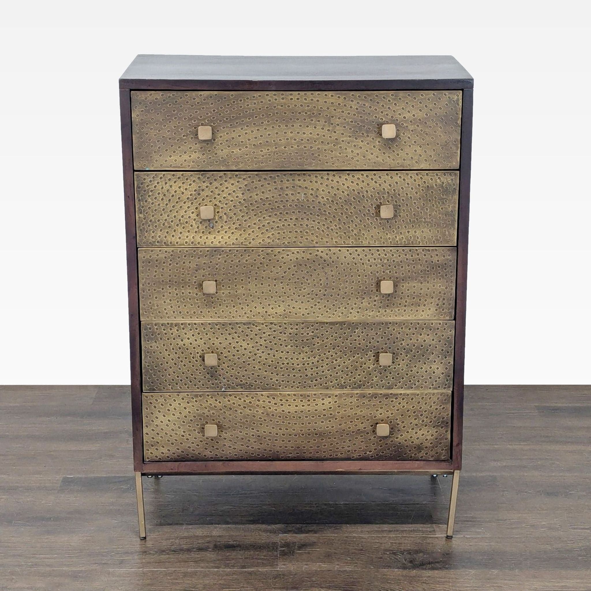 West Elm Decker Modern Dresser with Brass Patterned Drawers - Image 1