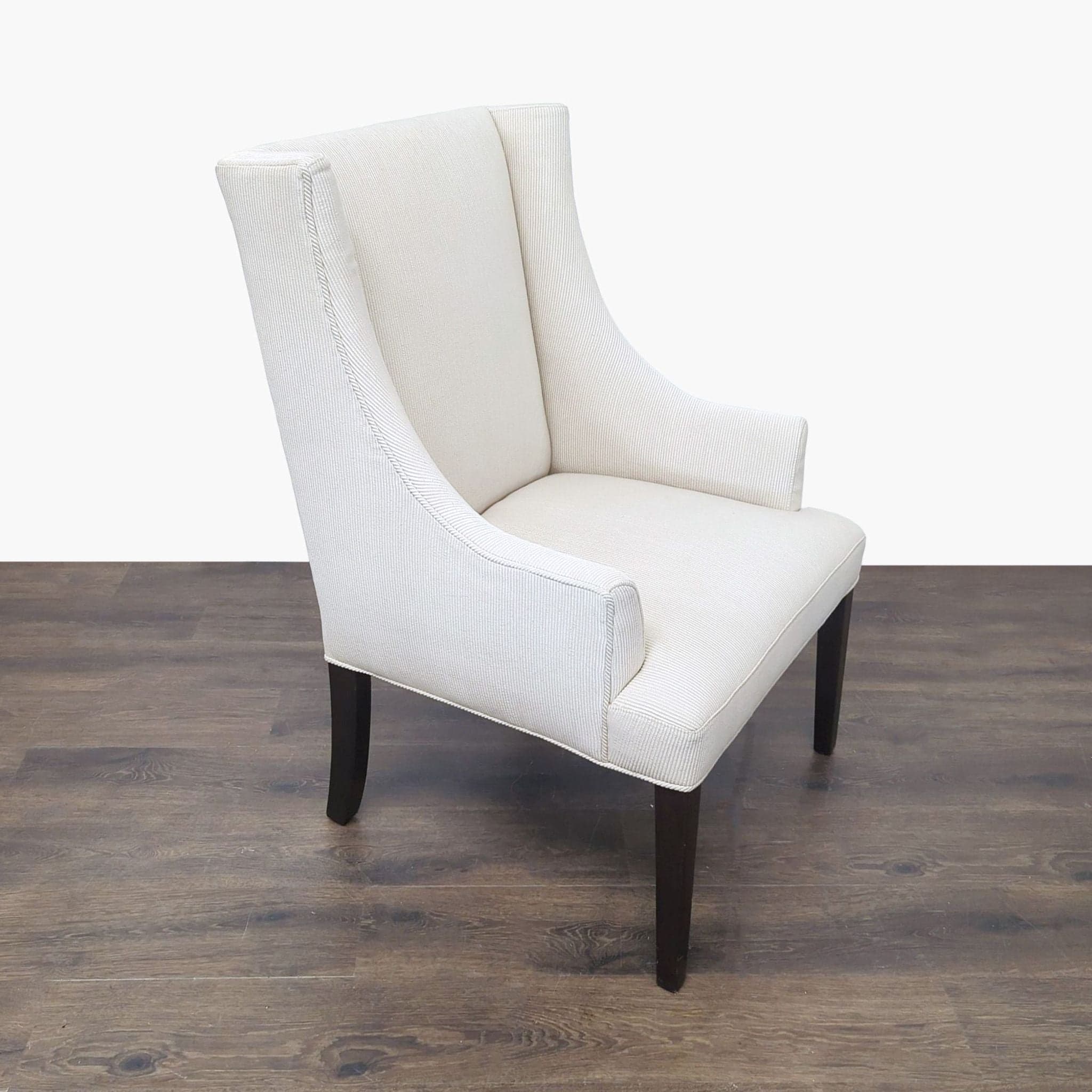 Modern Cream Upholstered Lounge Chair with Dark Wood Legs - Thumbnail 2