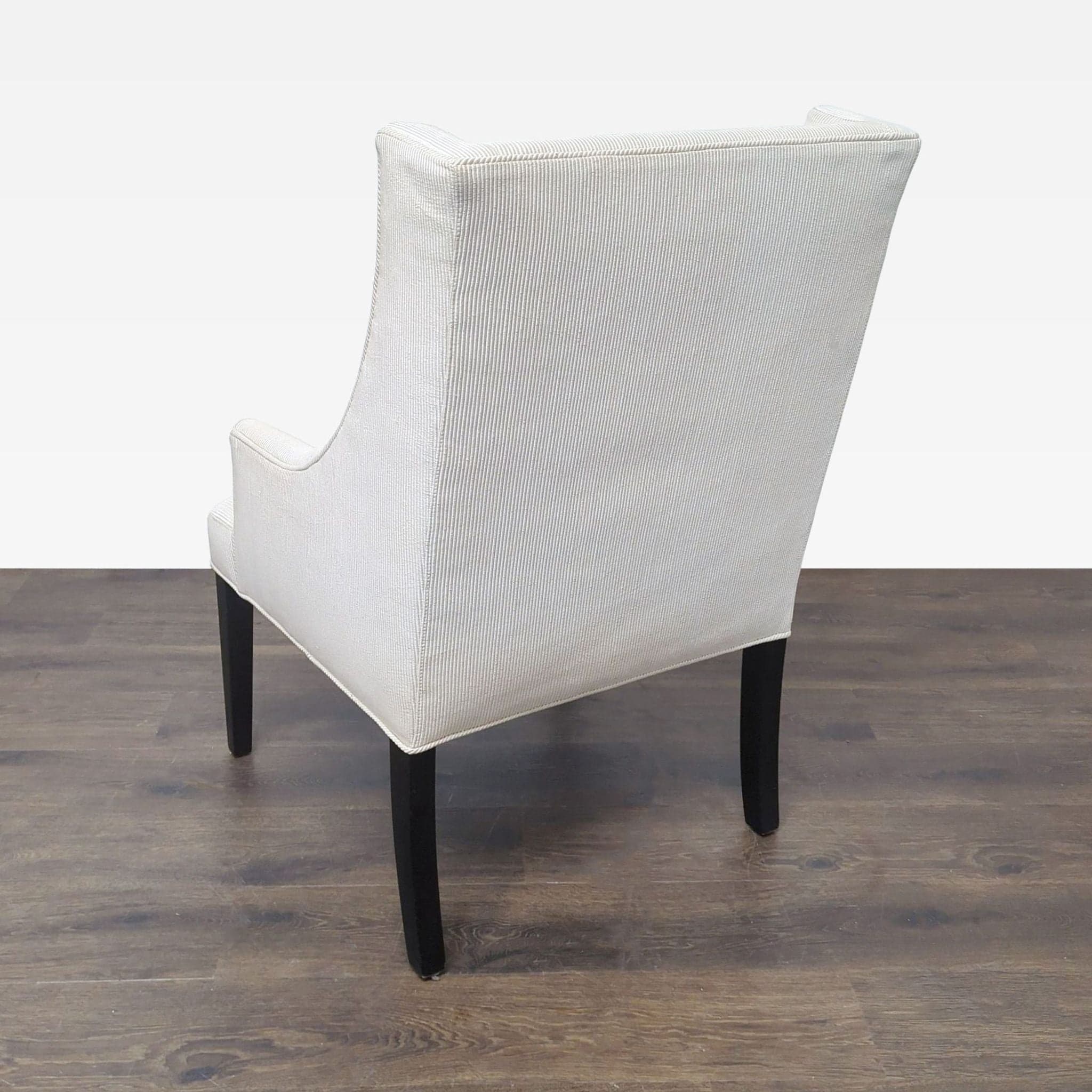 Modern Cream Upholstered Lounge Chair with Dark Wood Legs - Thumbnail 4