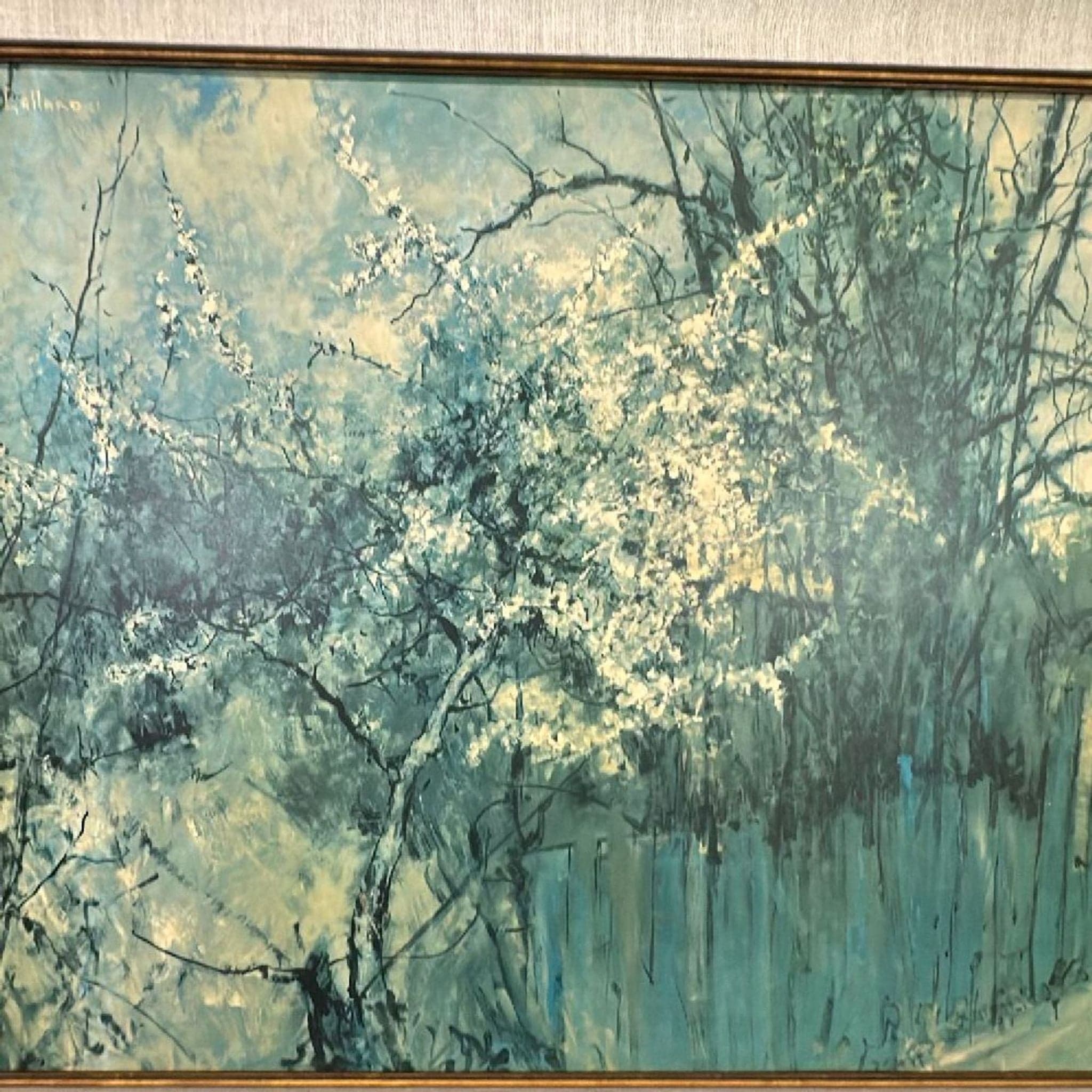 Michel De Gallard Framed Landscape Print with Blossoming Tree - Thumbnail 4