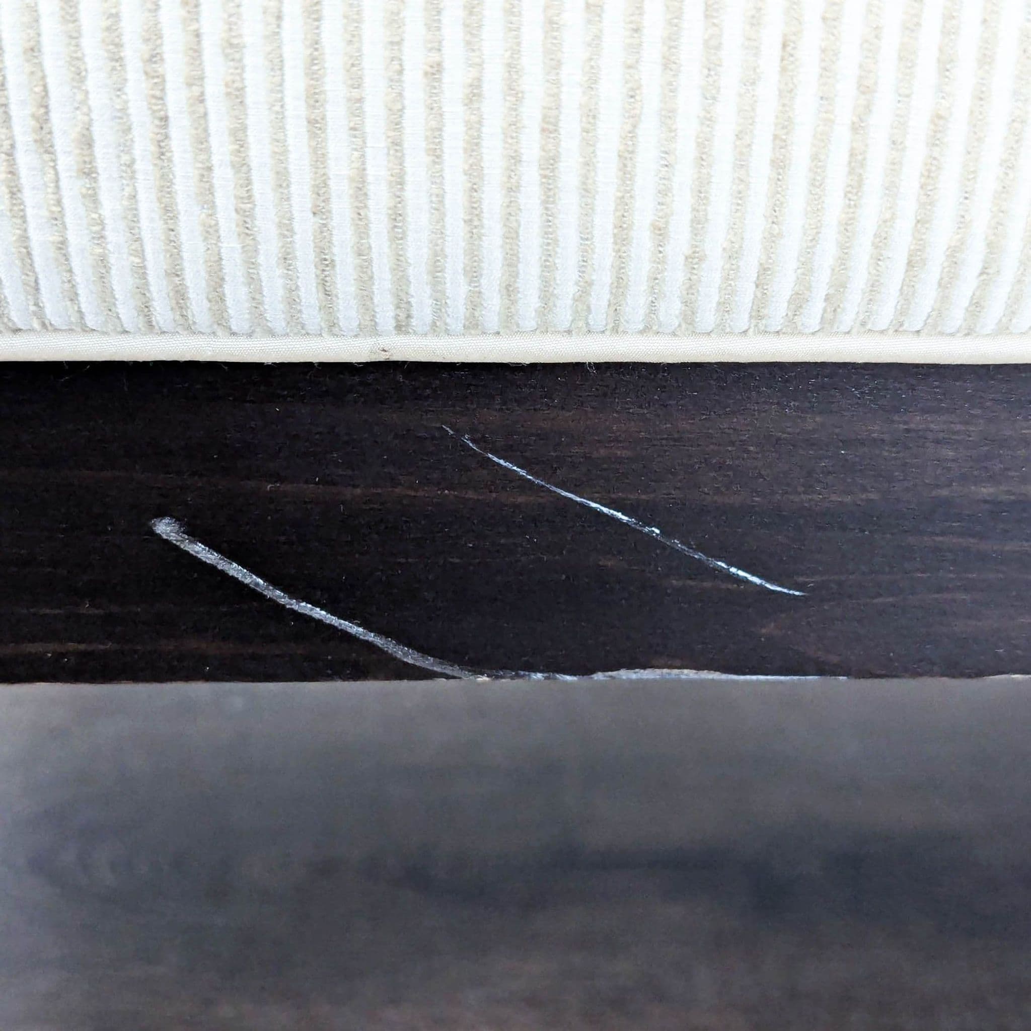 Modern Corner Lounge Chair with Striped Upholstery and Dark Wood Legs - Thumbnail 8