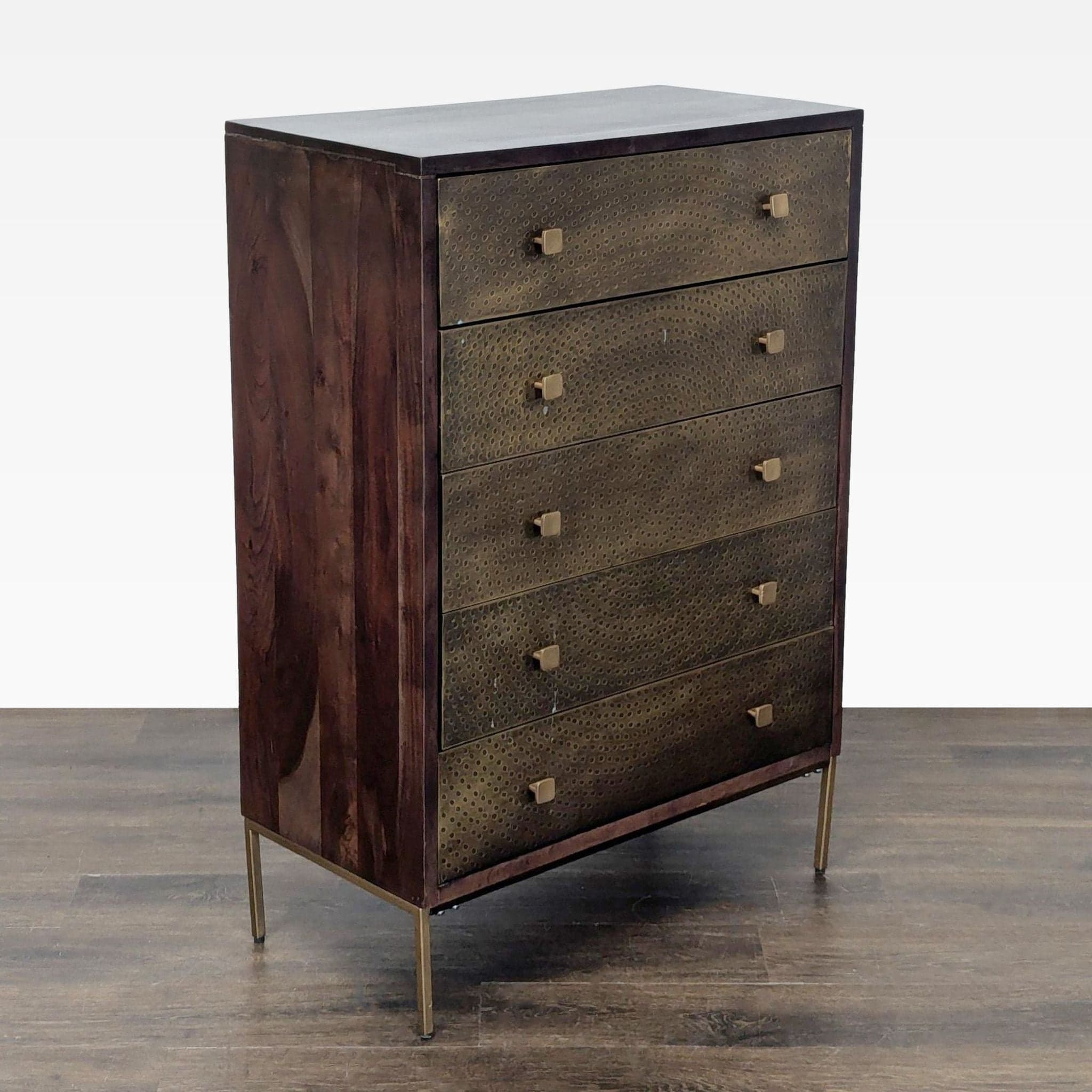 West Elm Decker Modern Dresser with Brass Patterned Drawers - Thumbnail 11