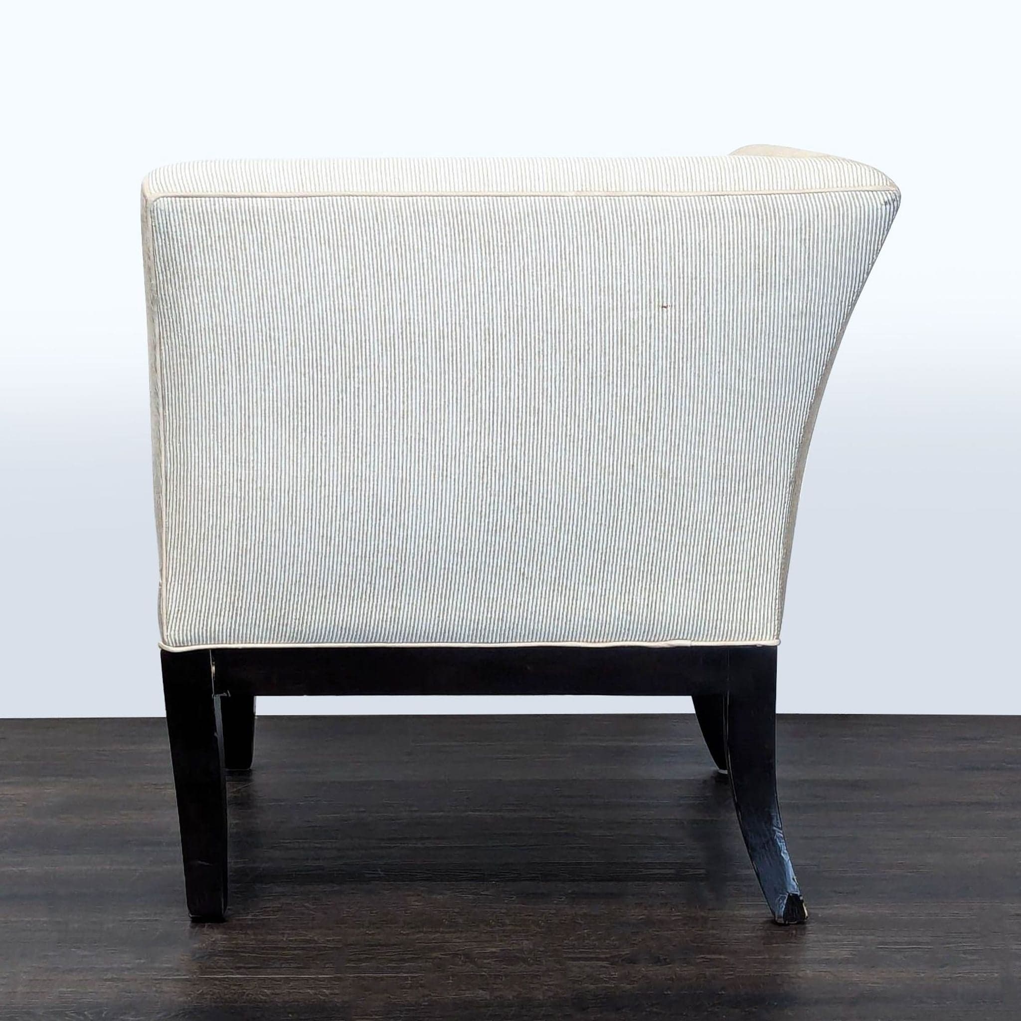 Modern Corner Lounge Chair with Striped Upholstery and Dark Wood Legs - Thumbnail 4