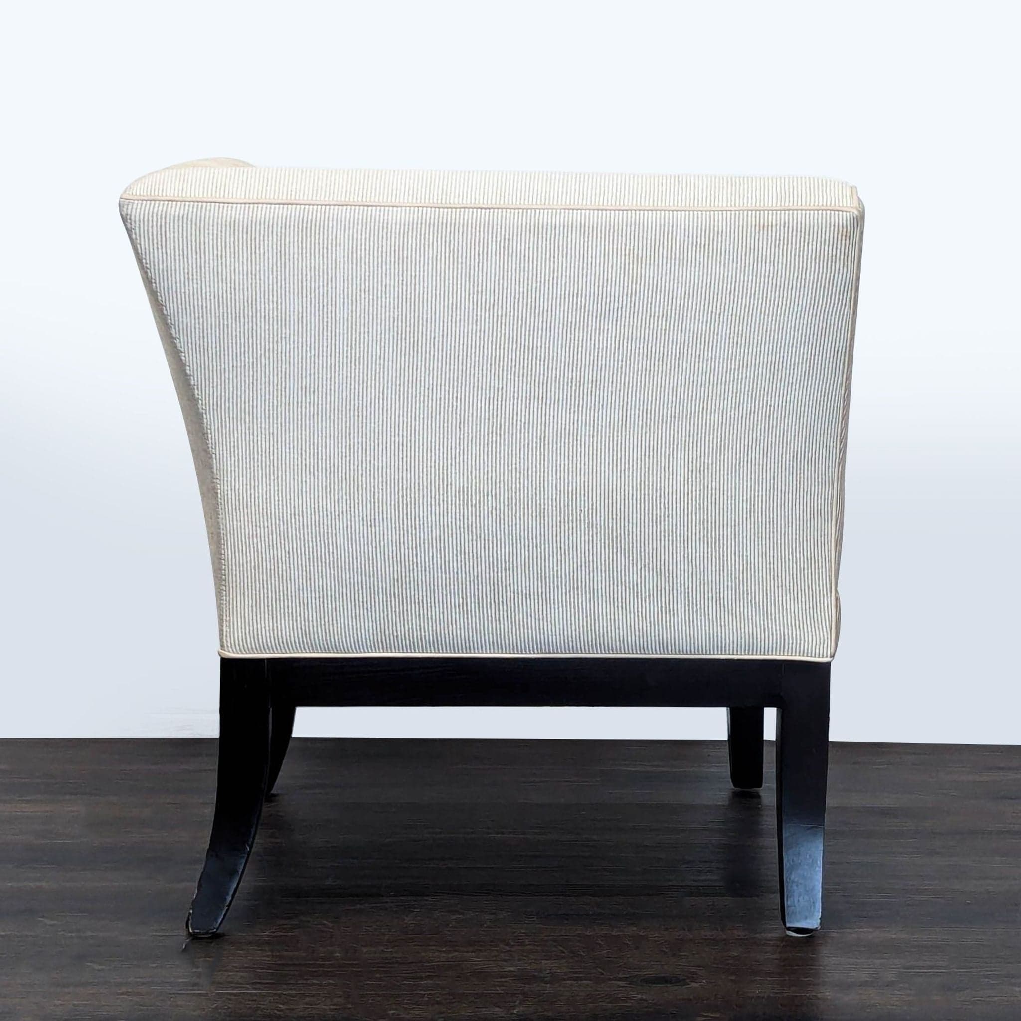 Modern Corner Lounge Chair with Striped Upholstery and Dark Wood Legs - Thumbnail 3