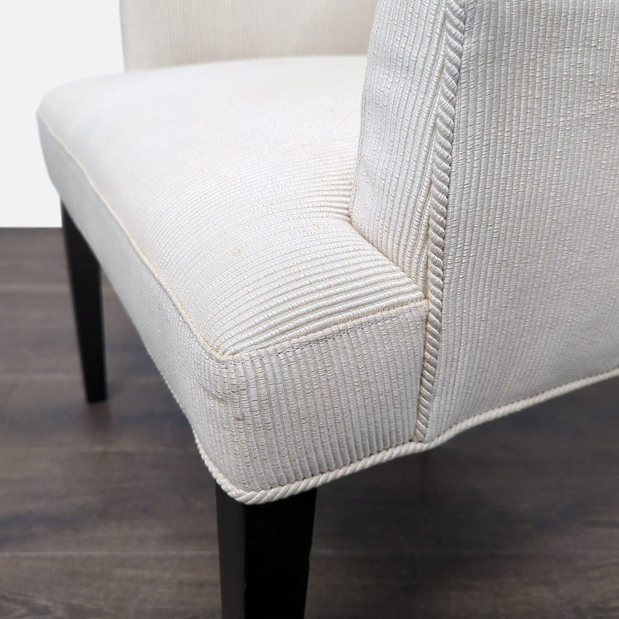 Modern Cream Upholstered Lounge Chair with Dark Wood Legs - Thumbnail 5