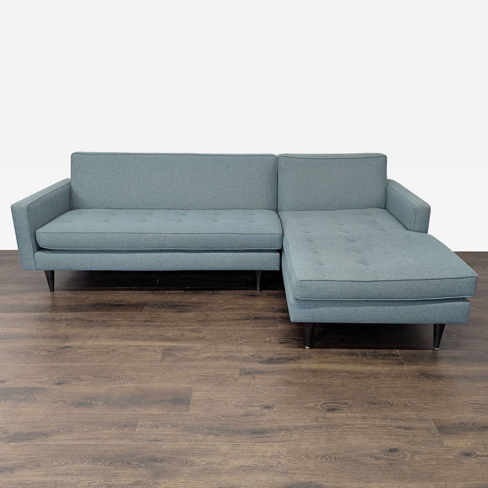 Room and Board Reese Modern Blue Sectional Sofa with Chaise - Image 1