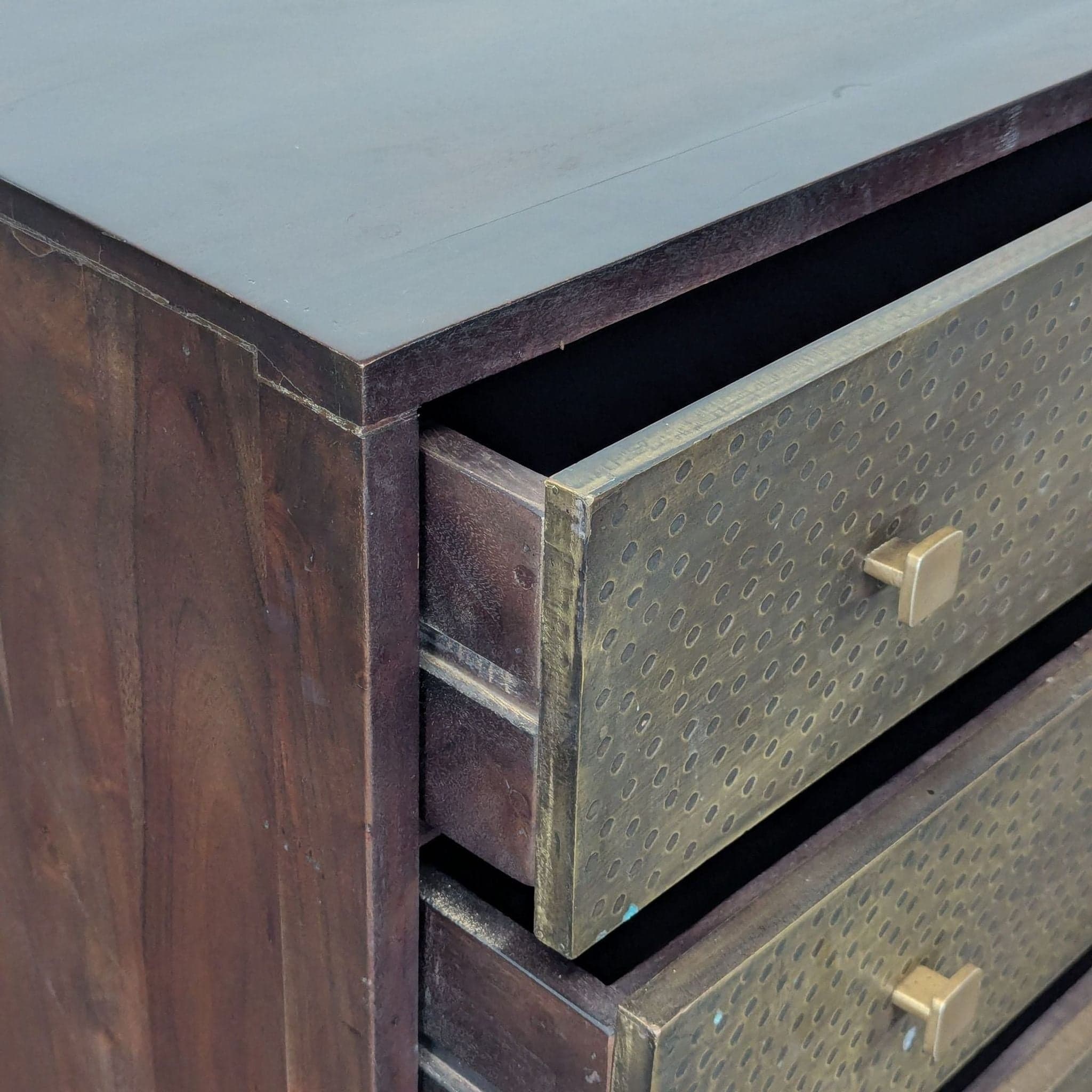 West Elm Decker Modern Dresser with Brass Patterned Drawers - Thumbnail 5