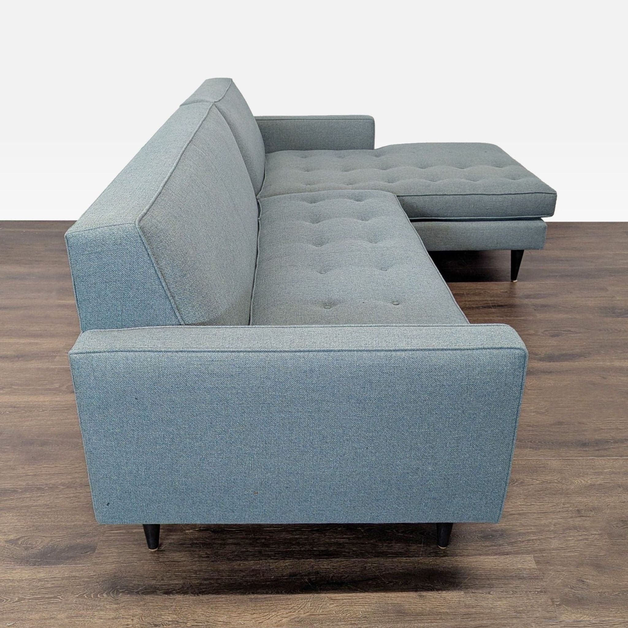 Room and Board Reese Modern Blue Sectional Sofa with Chaise - Thumbnail 2