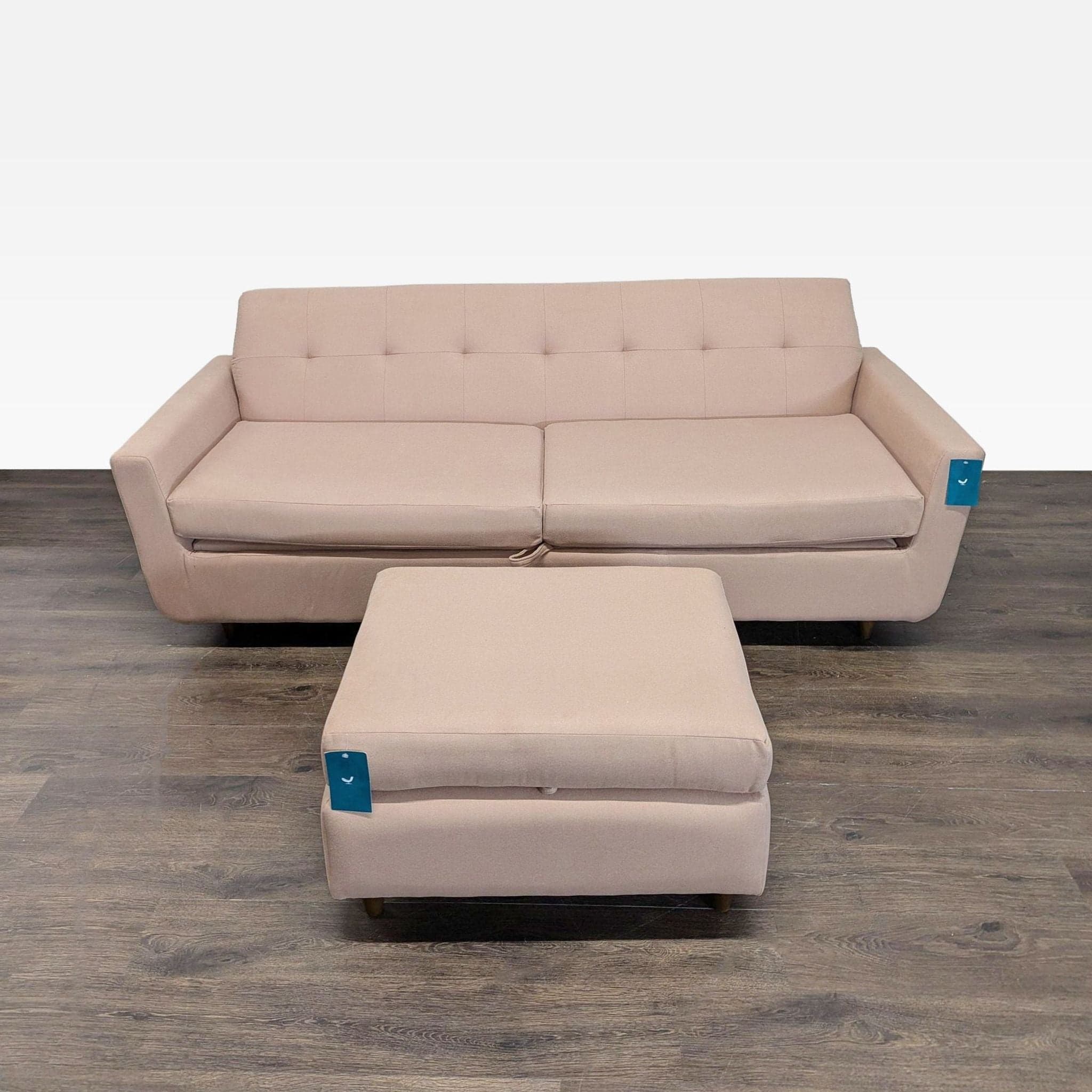 Joybird Furniture Hughes 3-Seat Sofa with Ottoman and Built-In Storage - Image 1
