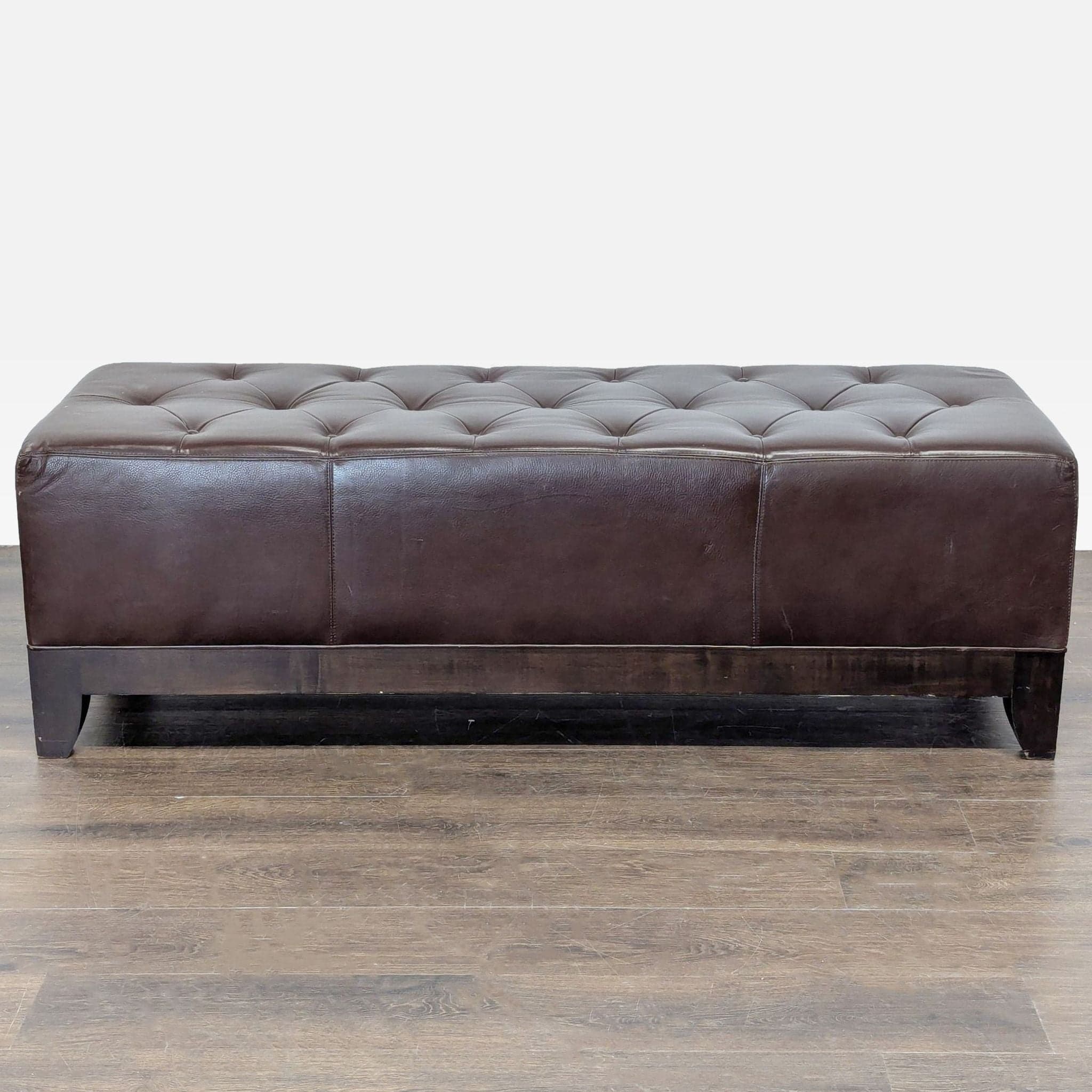 Leather Button Tufted Bench - Thumbnail 5