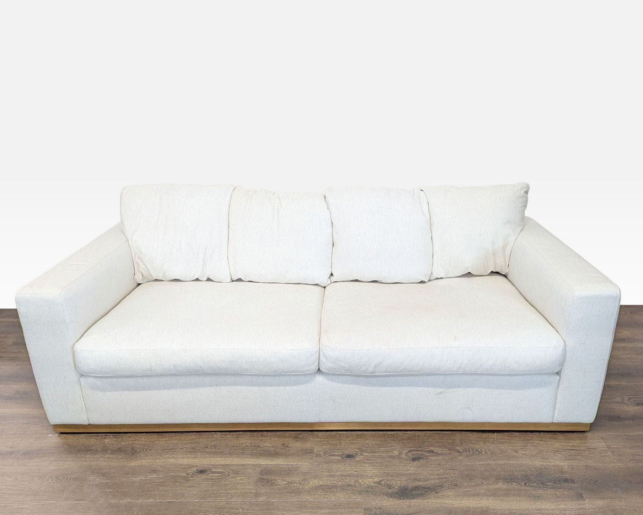 West Elm Newport 3-Seat Modern Cream Sofa - Thumbnail 7